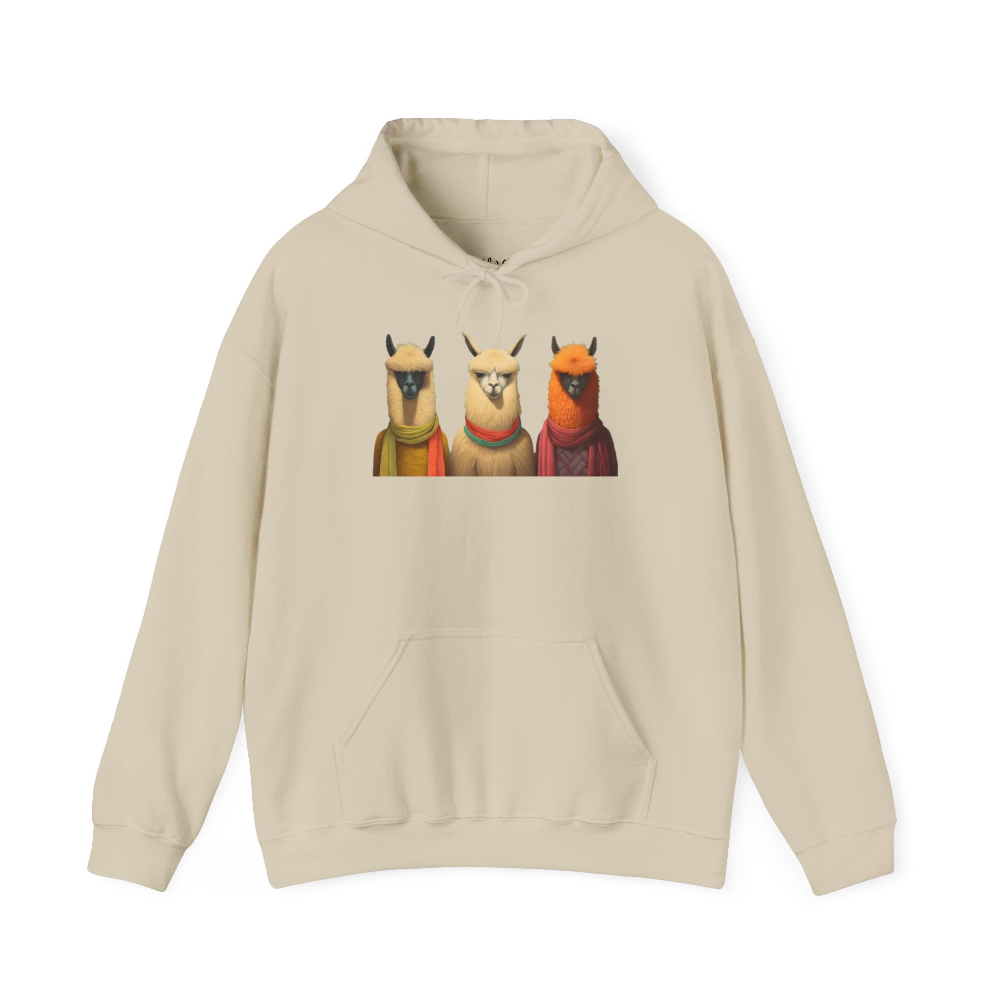 Llama Trio Hoodie — Cute Colorful Alpaca Portrait Pullover