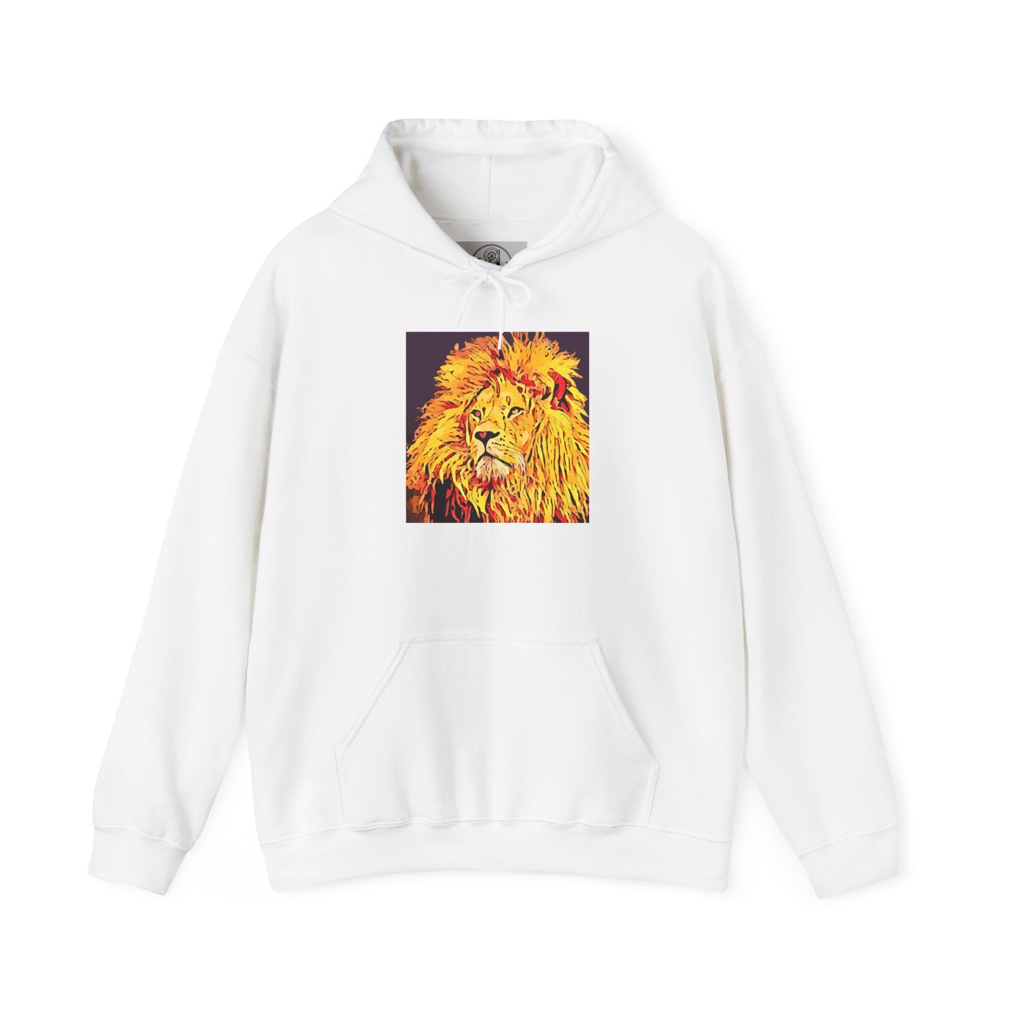 Lion Portrait Hoodie — Vibrant Yellow Pop-Art Lion Design