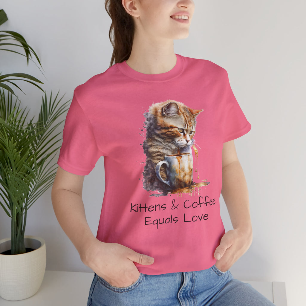 Cat & Coffee T-Shirt — "Kittens & Coffee Equals Love" Cute Cat Graphic Tee