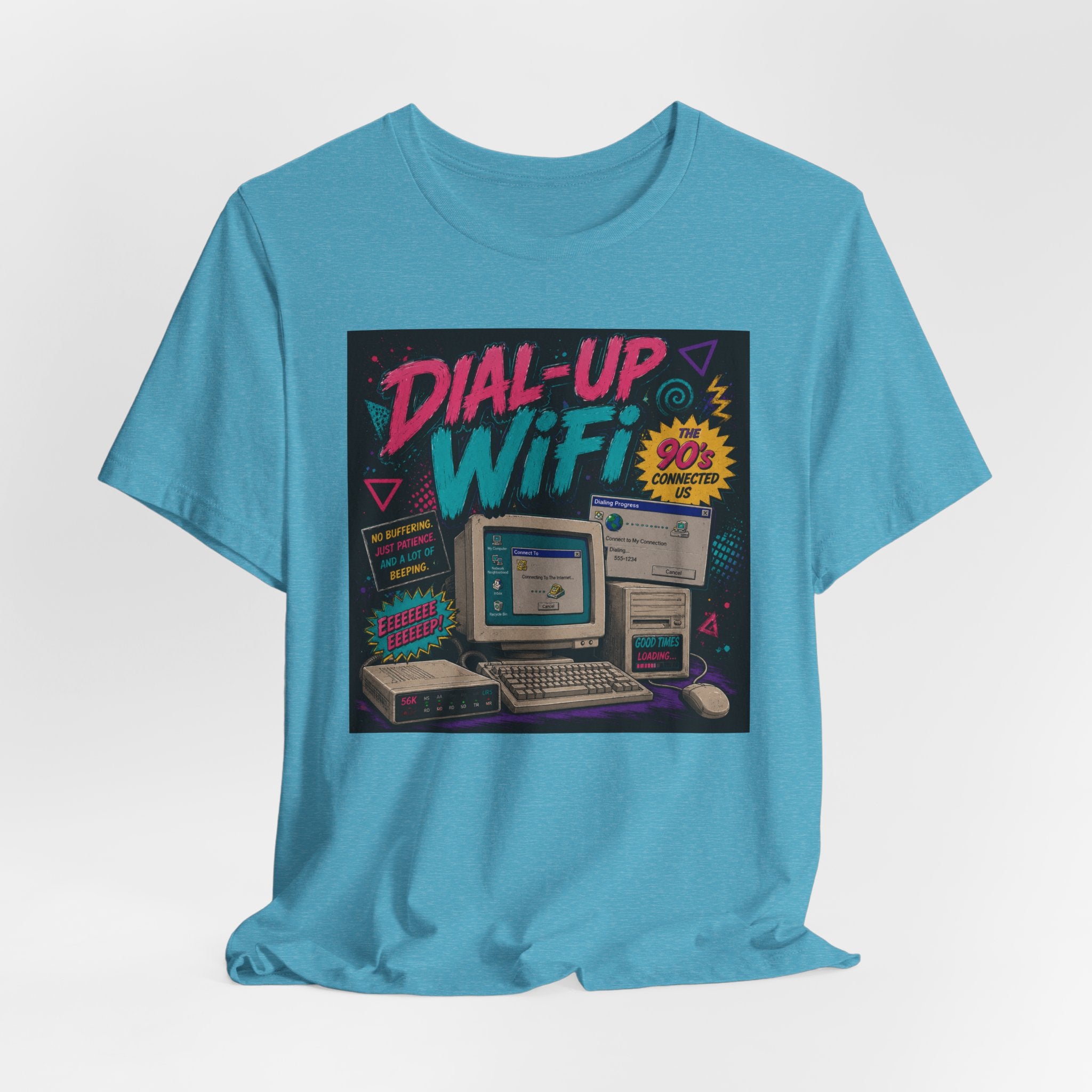 Retro Tech T‑Shirt — "Dial‑Up WiFi" 90s Computer Vintage Graphic Tee