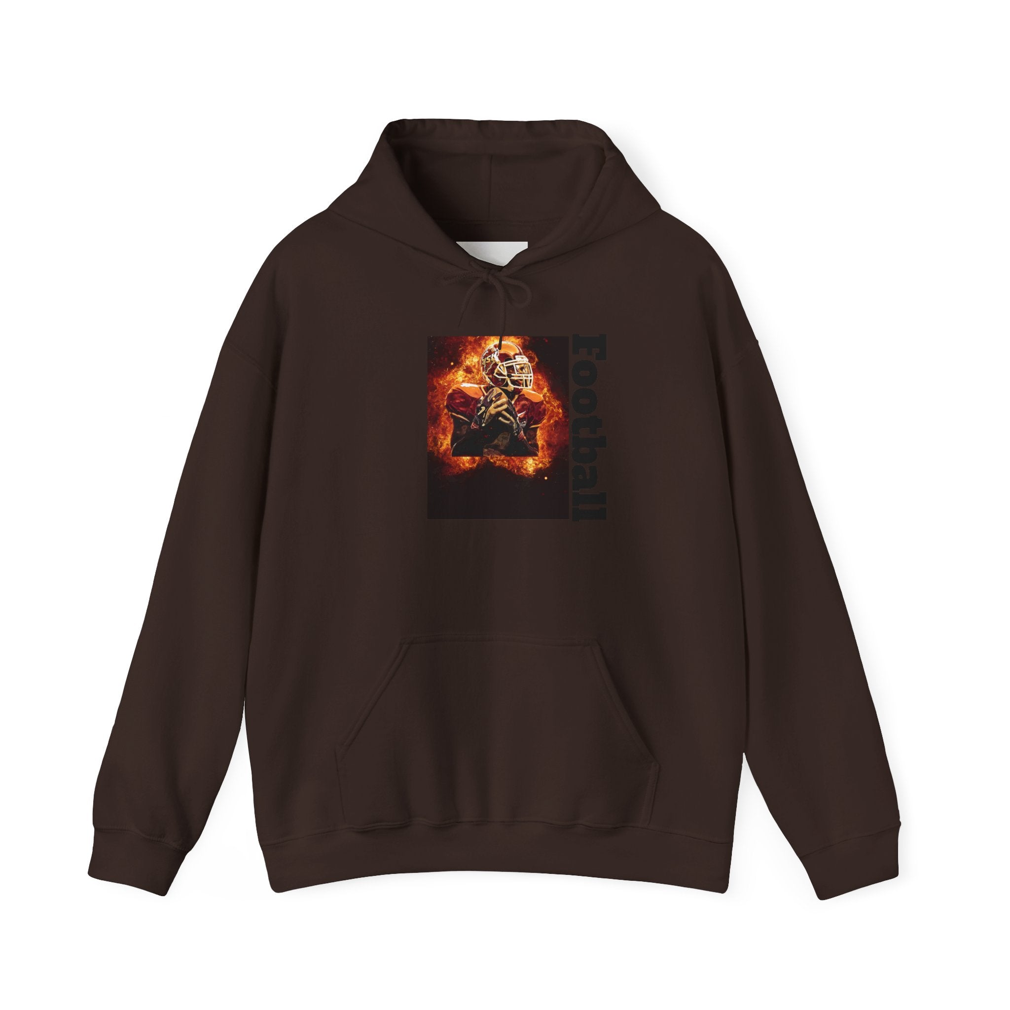 Football Flames Hoodie — Fiery Helmet Graphic Hooded Sweatshirt