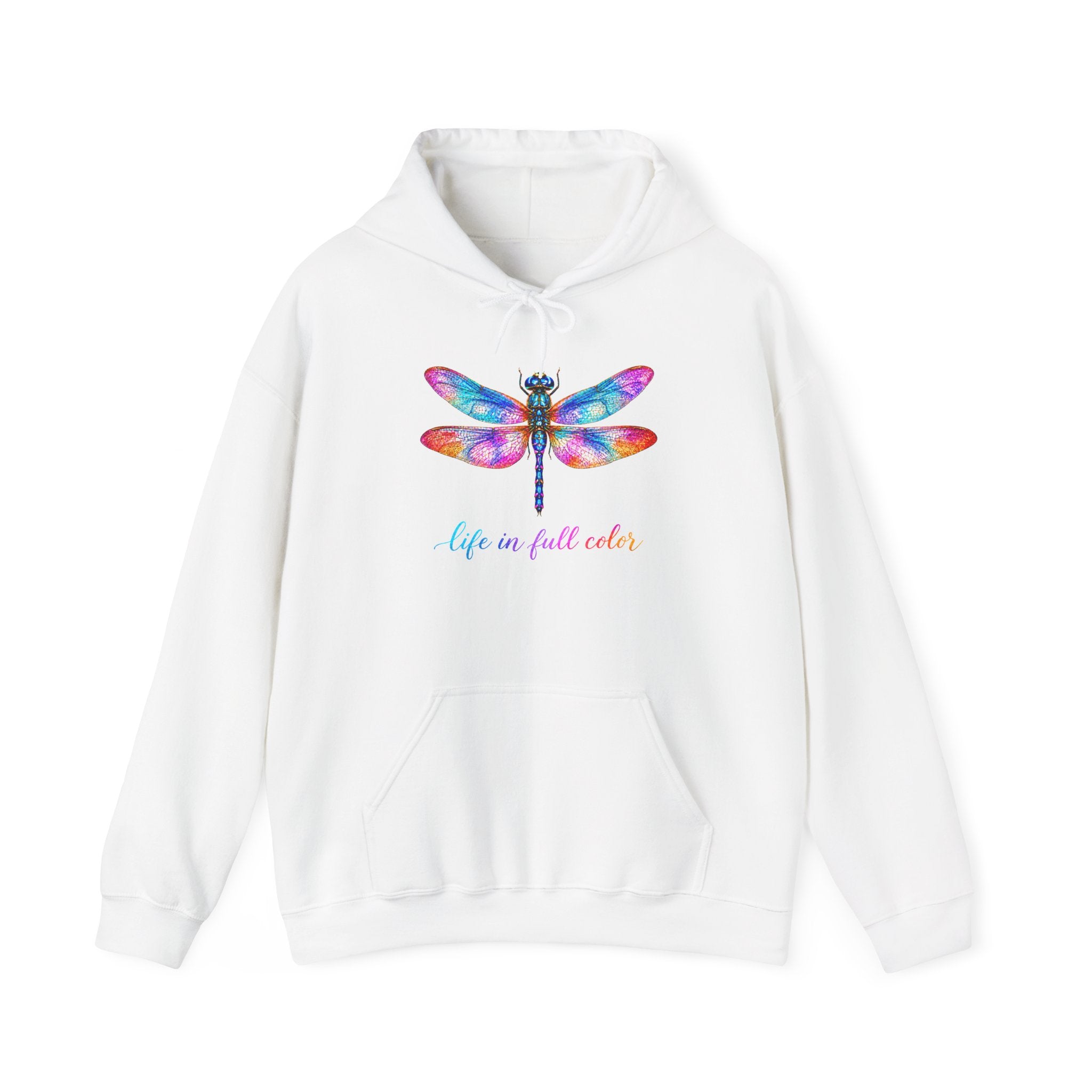 Dragonfly Hoodie — 'Life in Full Color' Watercolor Dragonfly Pullover