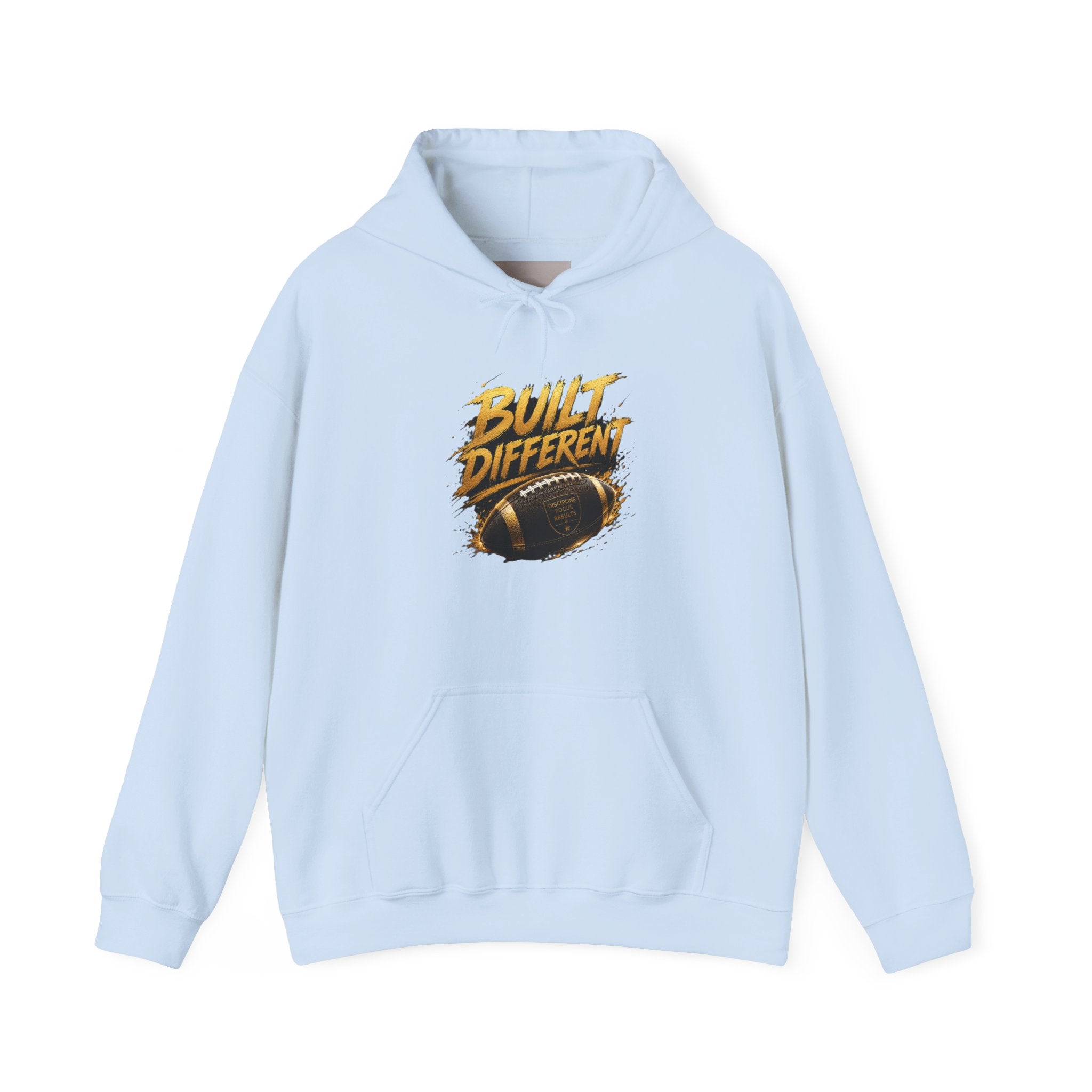 Built Different Hoodie — Bold Gold Graphic Pullover