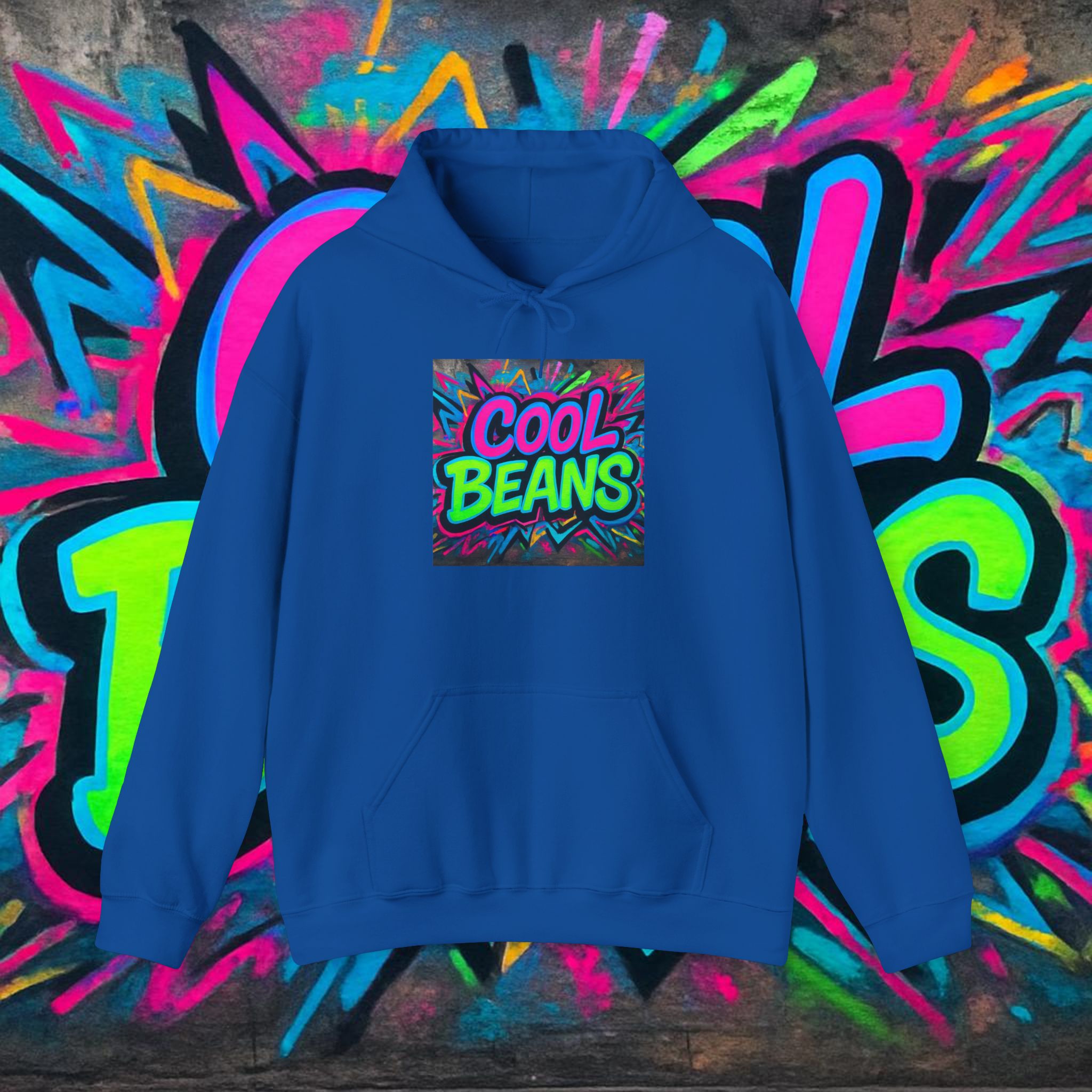 Cool Beans Hoodie — Retro Neon Graffiti Streetwear Pullover