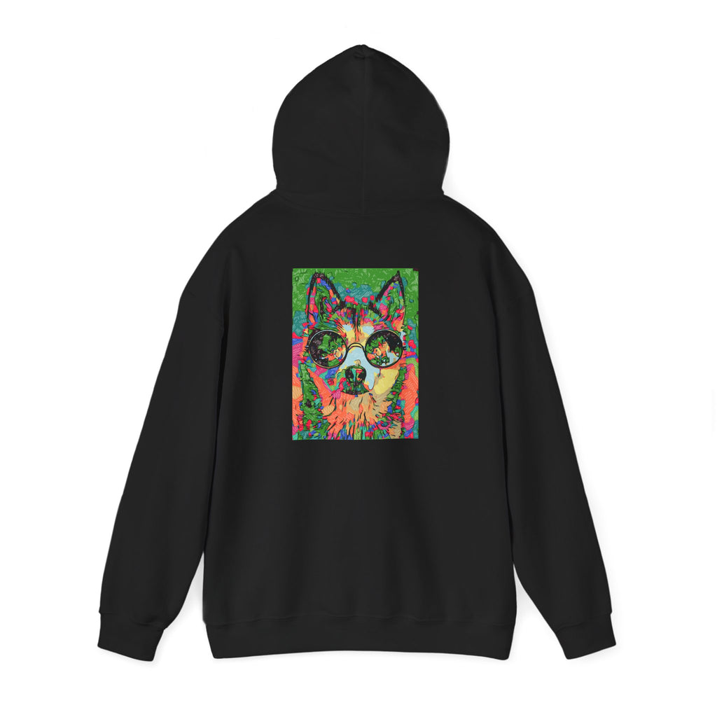 Psychedelic Husky Hoodie — Colorful Trippy Dog Art Pullover
