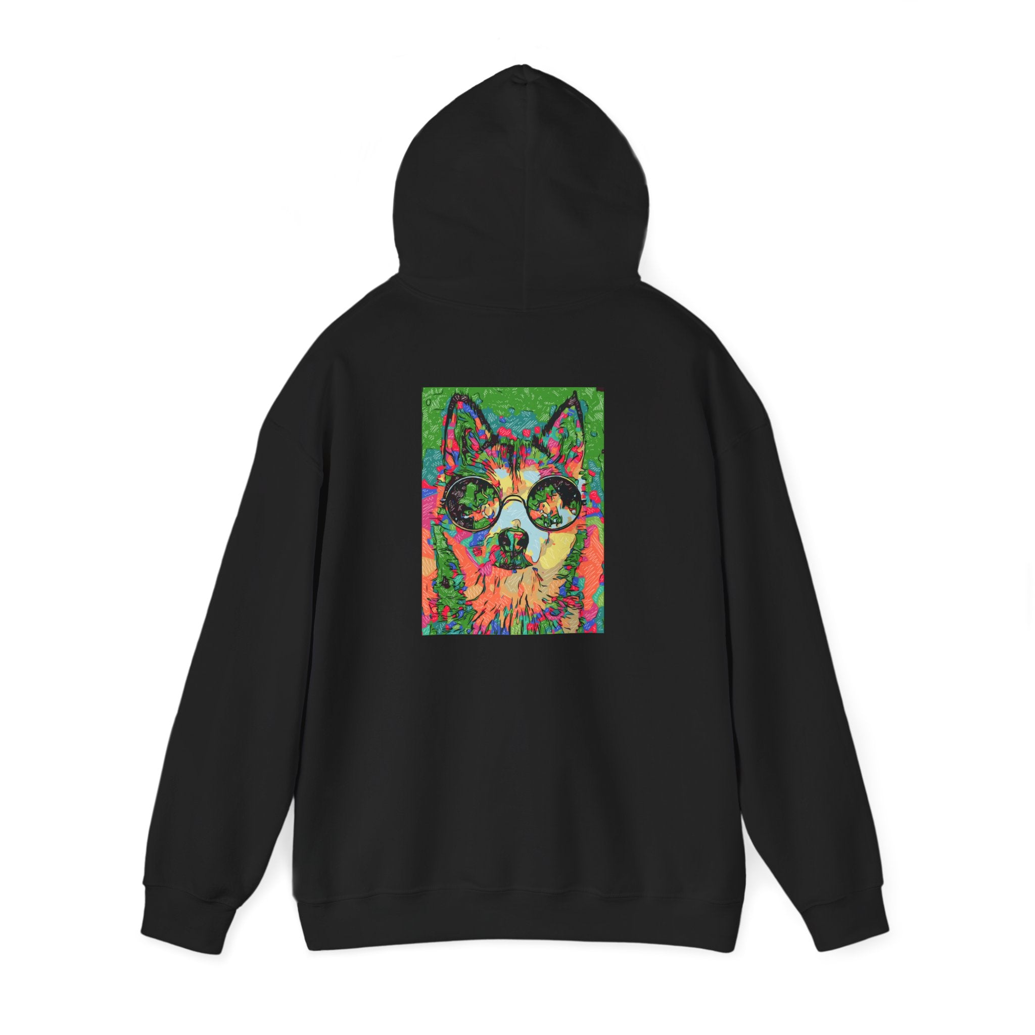 Psychedelic Husky Hoodie — Colorful Trippy Dog Art Pullover