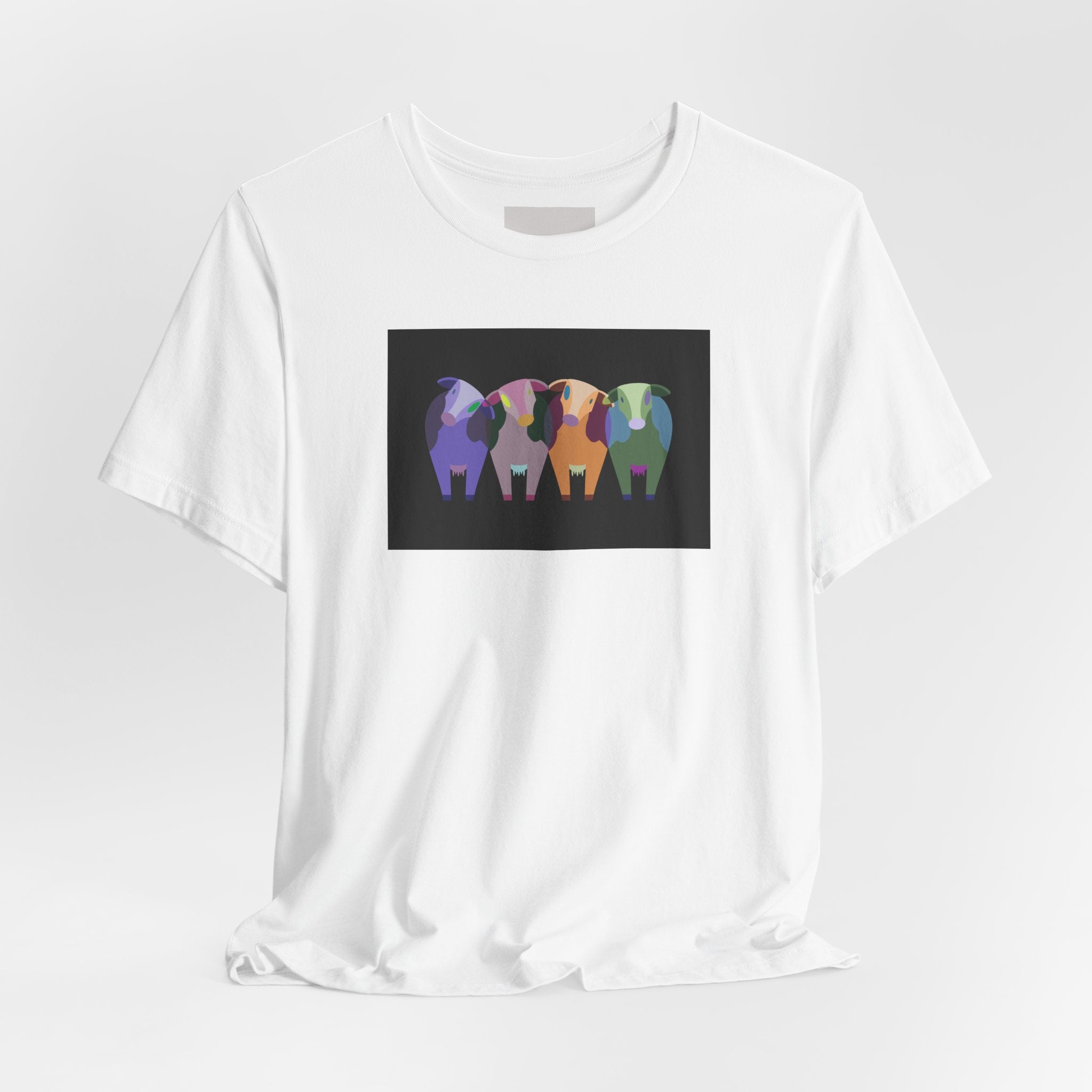 Colorful Buffalo Herd Tee — Geometric Bison Art T-Shirt