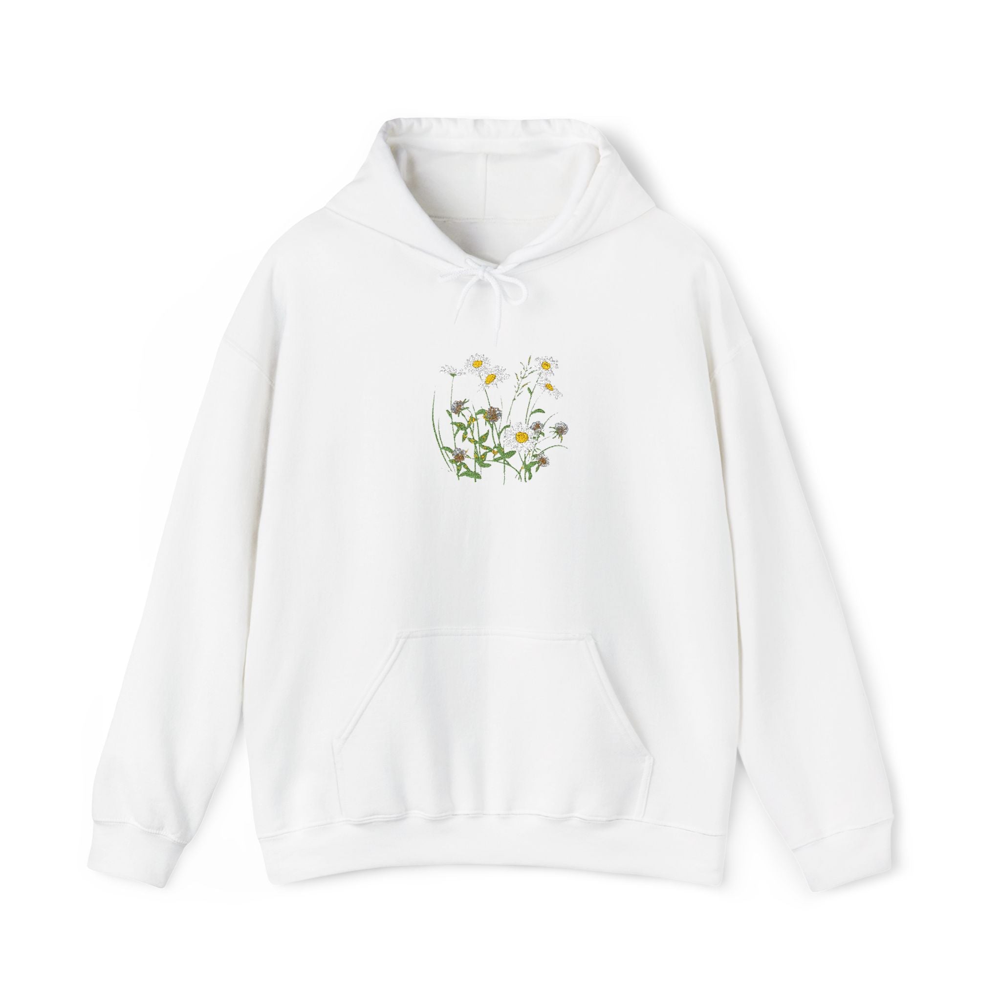 Daisy Meadow Hoodie — Floral Wildflower Garden Comfort Sweatshirt