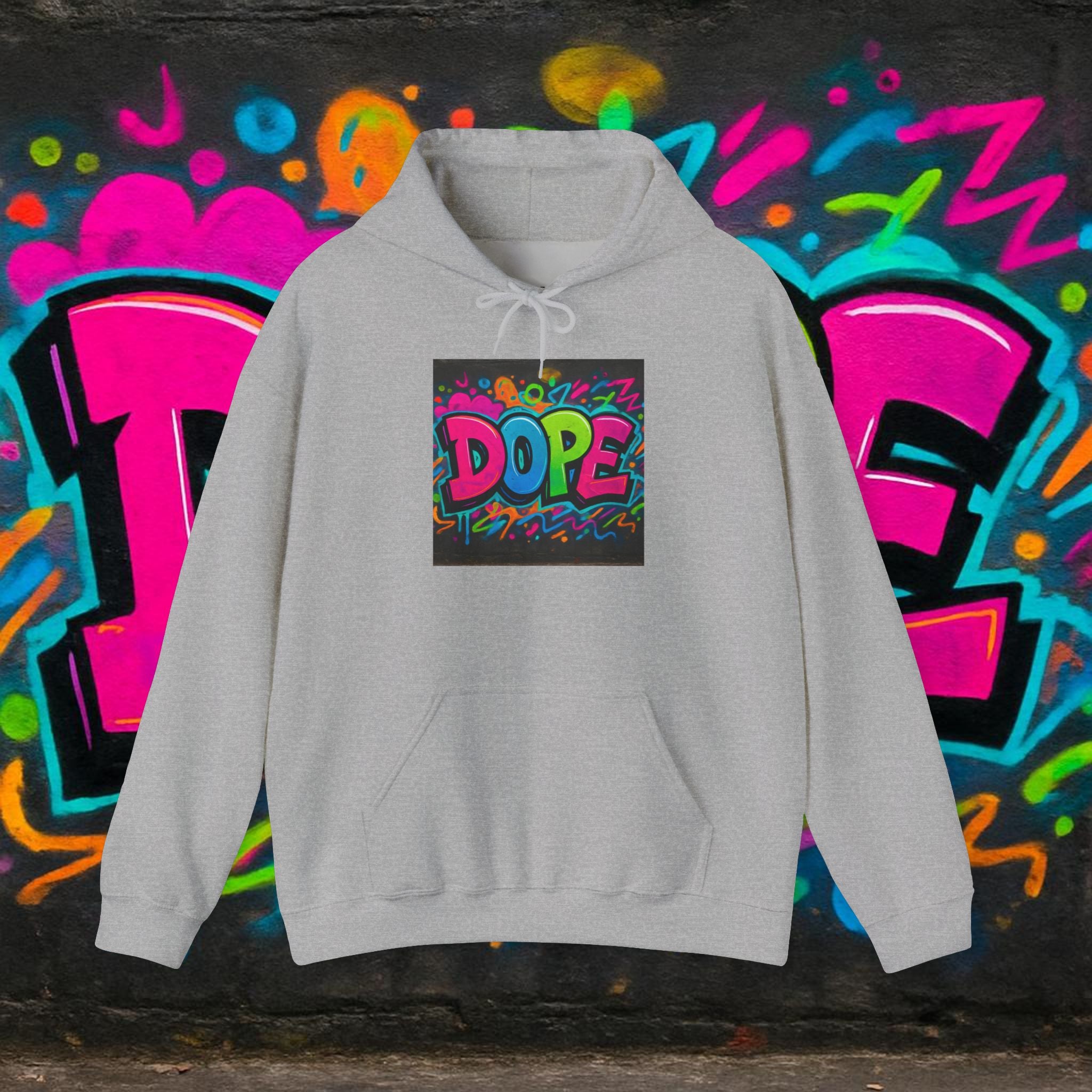 Dope Graffiti Hoodie — Colorful Retro Streetwear Pullover