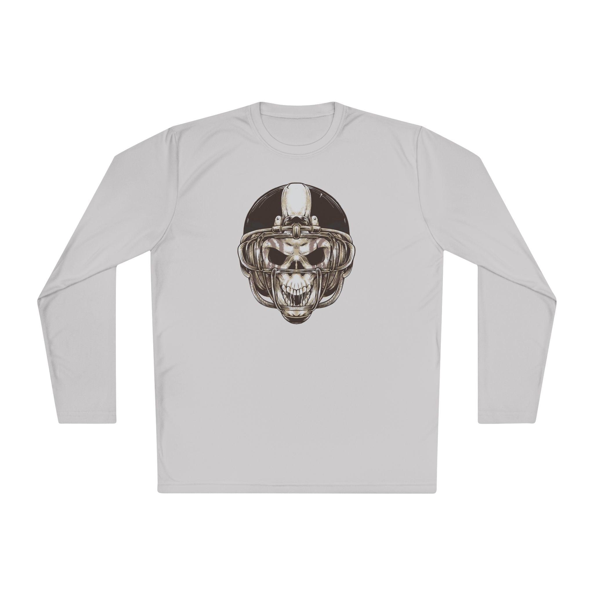 Skull Helmet Long Sleeve Tee — Biker Skull Graphic Shirt