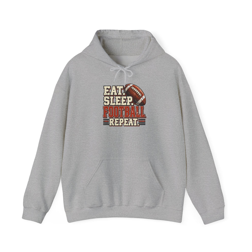Football Hoodie - "Eat. Sleep. Football. Repeat." Vintage Football Graphic Pullover
