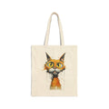 Cat Portrait Canvas Tote - Watercolor Orange Tabby Cat Reusable Bag