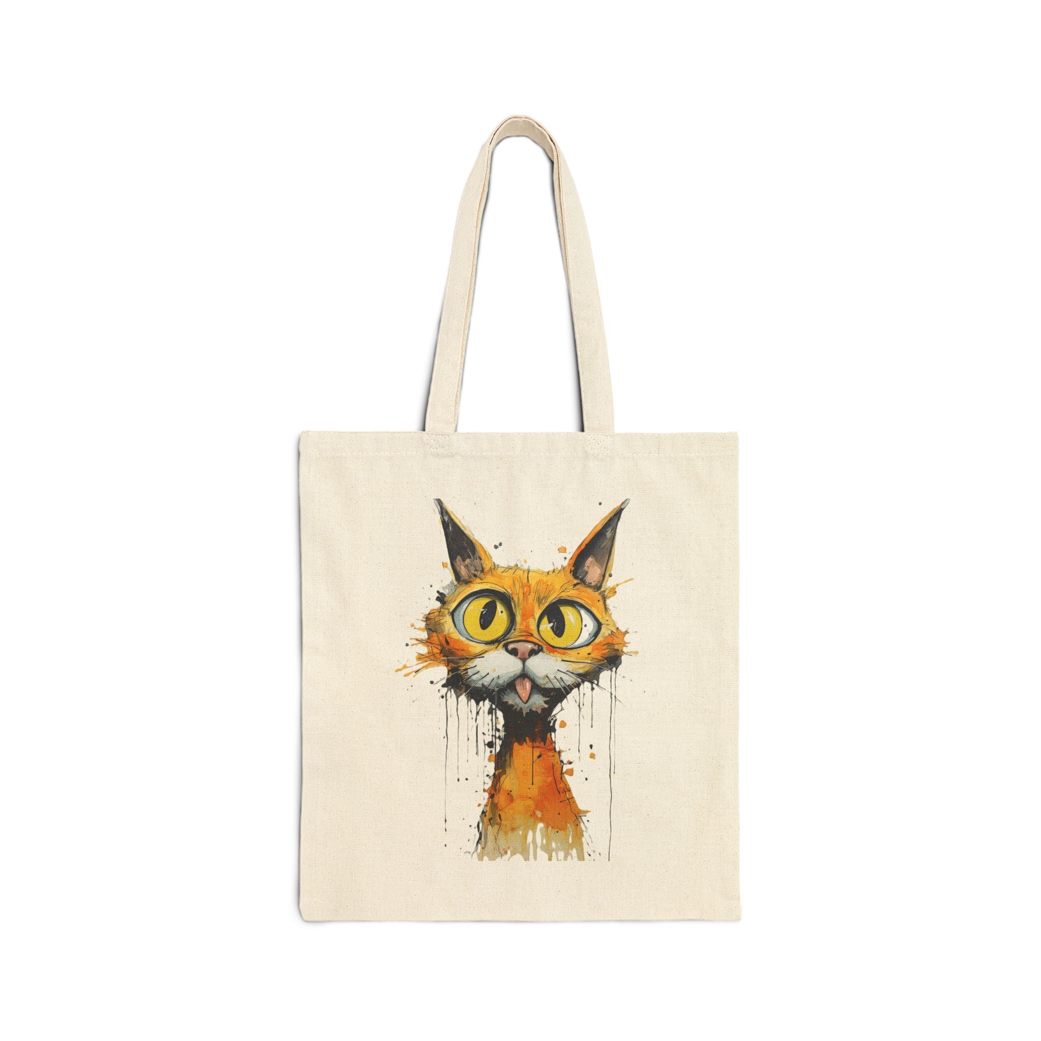 Cat Portrait Canvas Tote - Watercolor Orange Tabby Cat Reusable Bag
