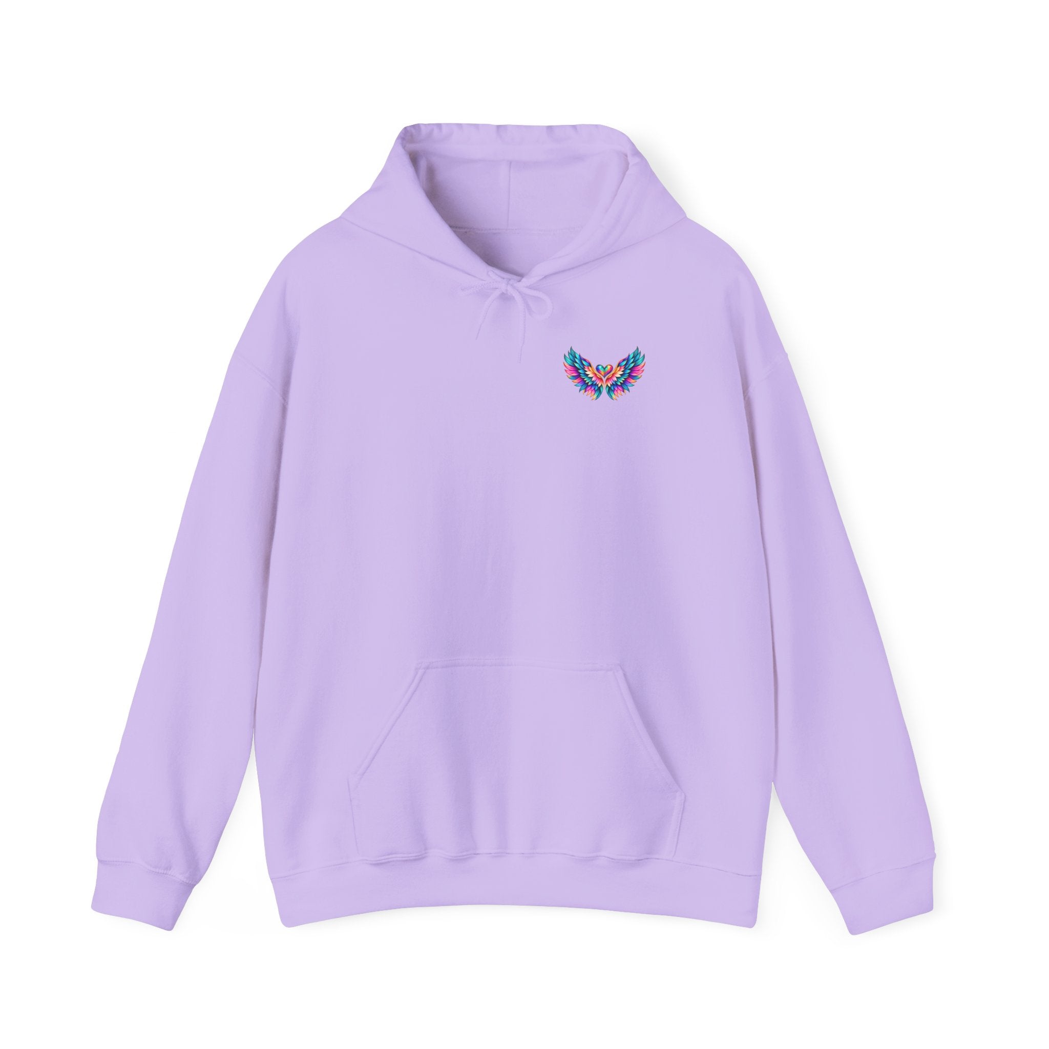Winged Inspiration Hoodie — "Spread Your Wings" Colorful Angel Wings Graphic