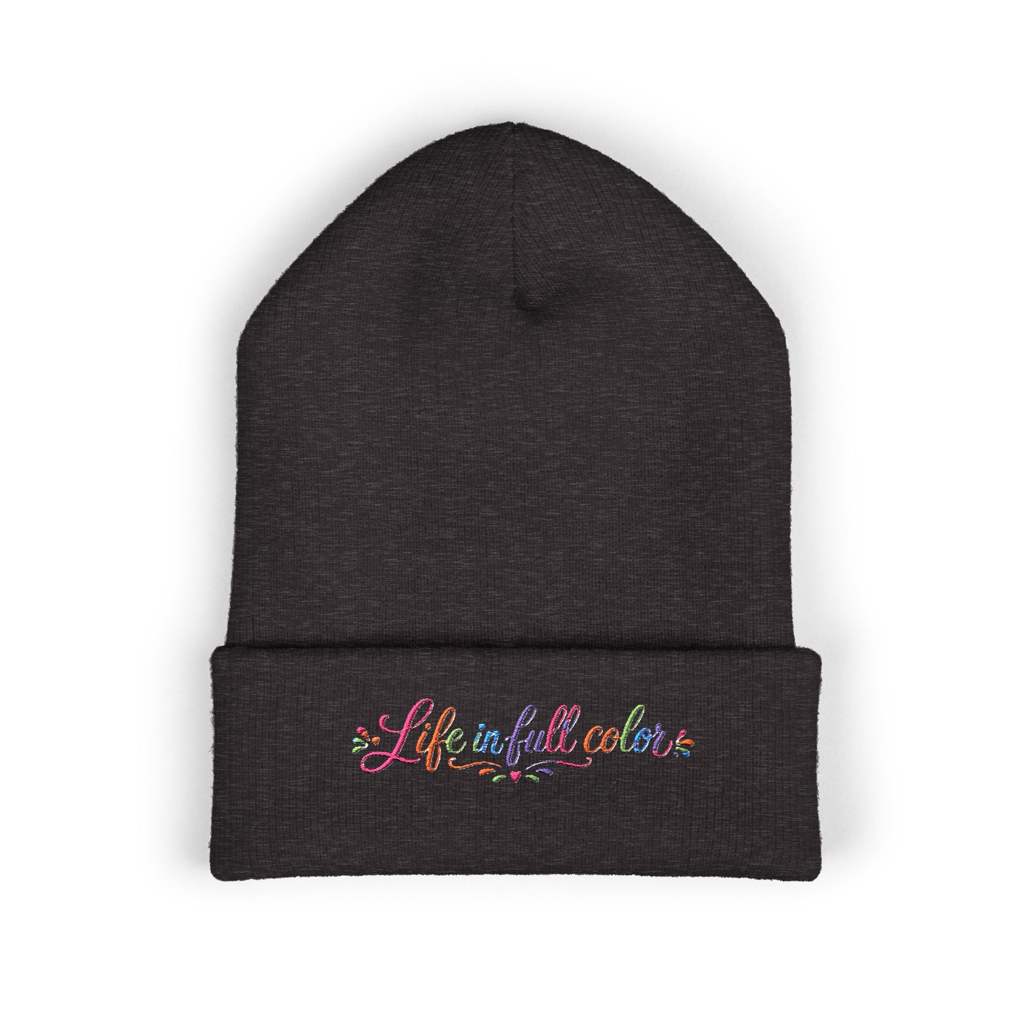 Embroidered 'Life in Full Color' Cuffed Beanie