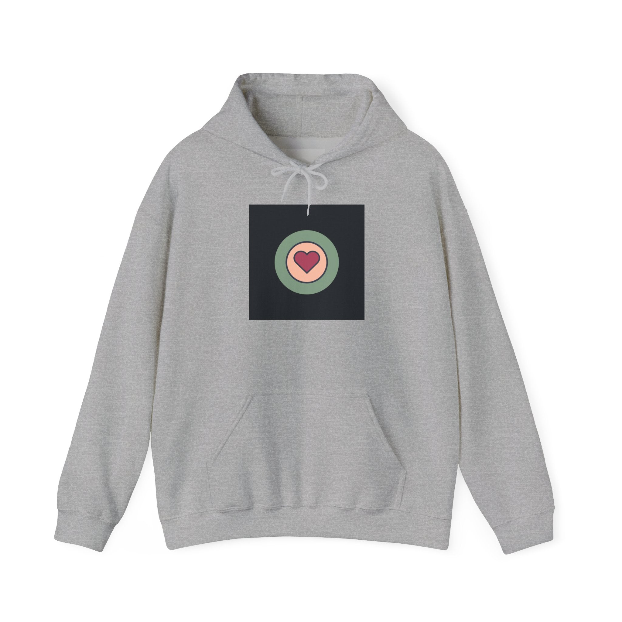 Retro Heart Target Hoodie — Vintage Pastel Heart Graphic Hooded Sweatshirt