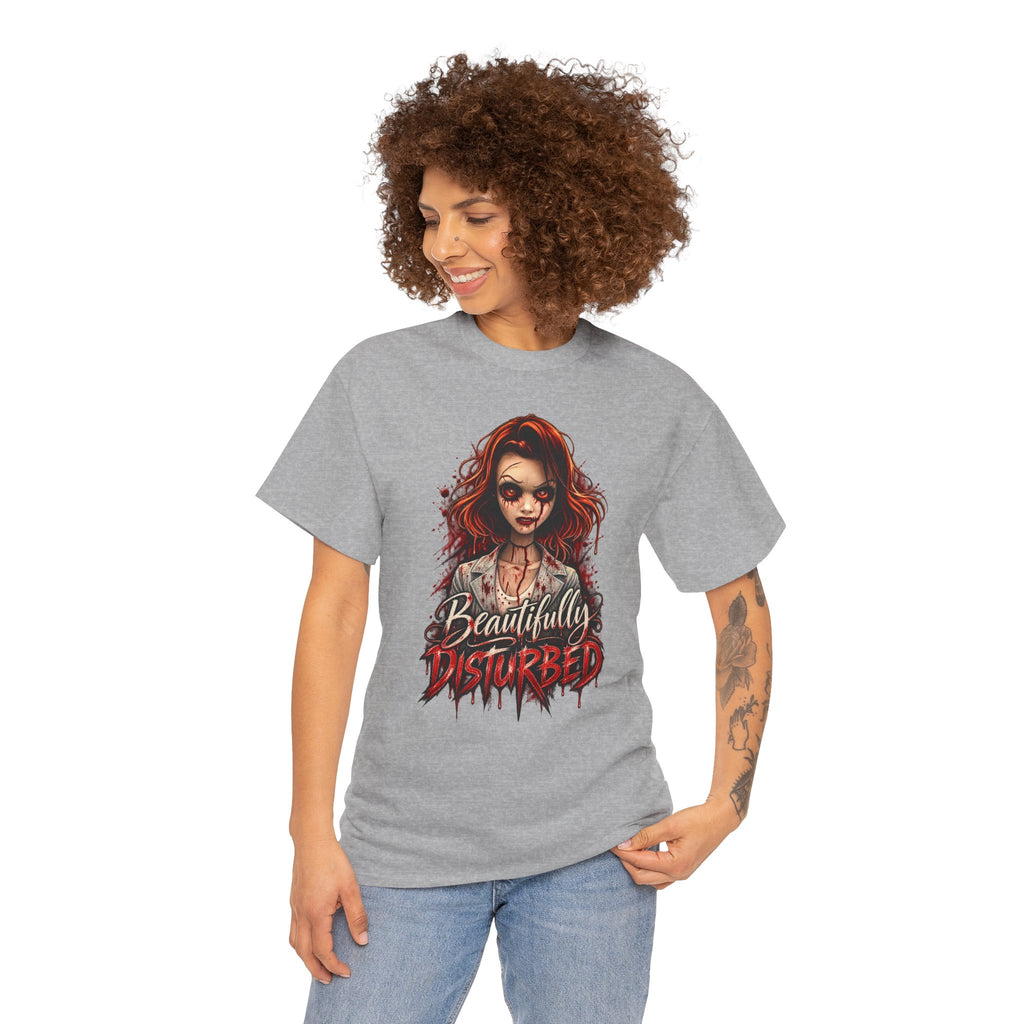 T-Shirt — "Beautifully Disturbed" Gothic Doll Graphic Tee