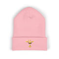 Embroidered Yellow Giraffe Cuffed Beanie