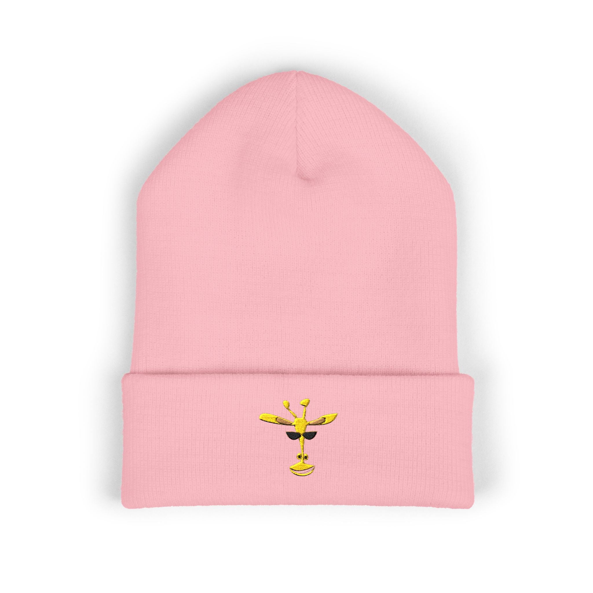 Embroidered Yellow Giraffe Cuffed Beanie