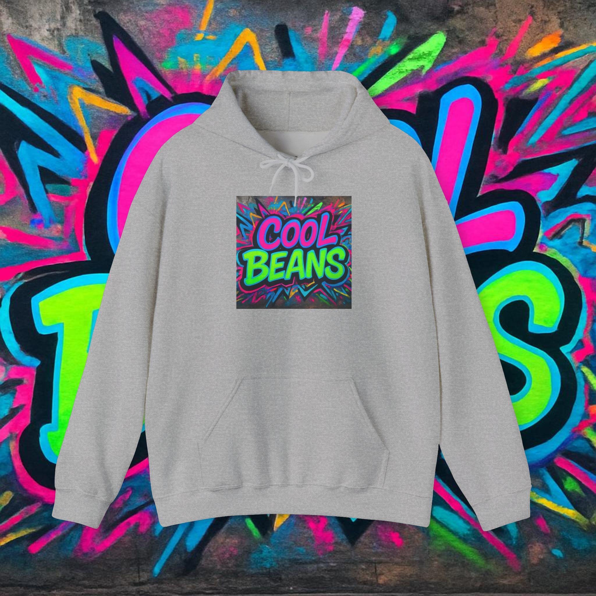 Cool Beans Hoodie — Retro Neon Graffiti Streetwear Pullover