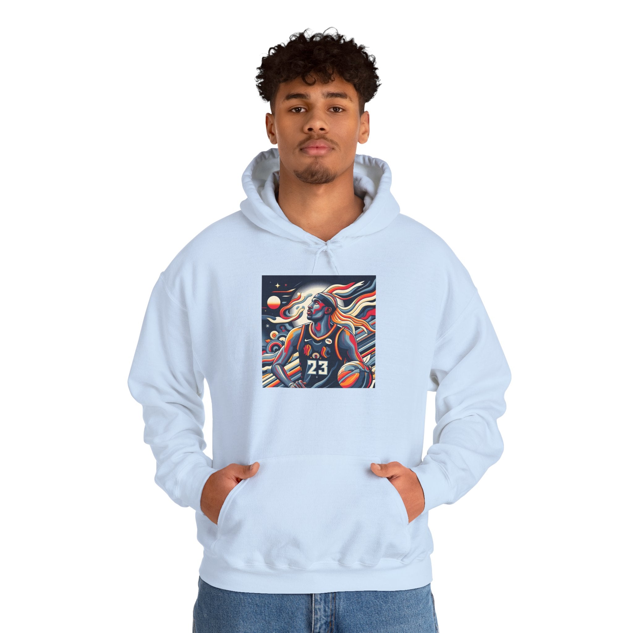 Basketball Player Art Hoodie - Retro 23 Cosmic Court Graphic Sweatshirt