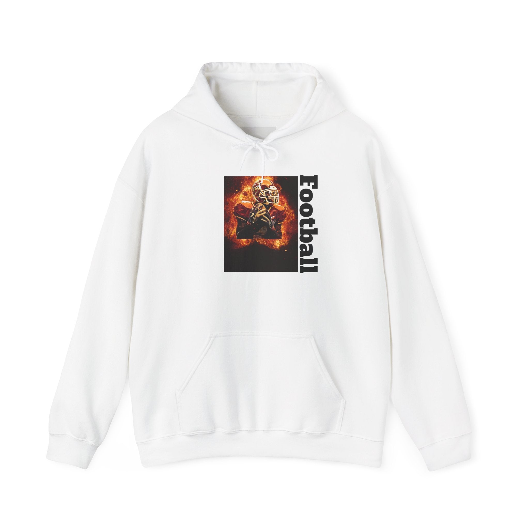 Football Flames Hoodie — Fiery Helmet Graphic Hooded Sweatshirt