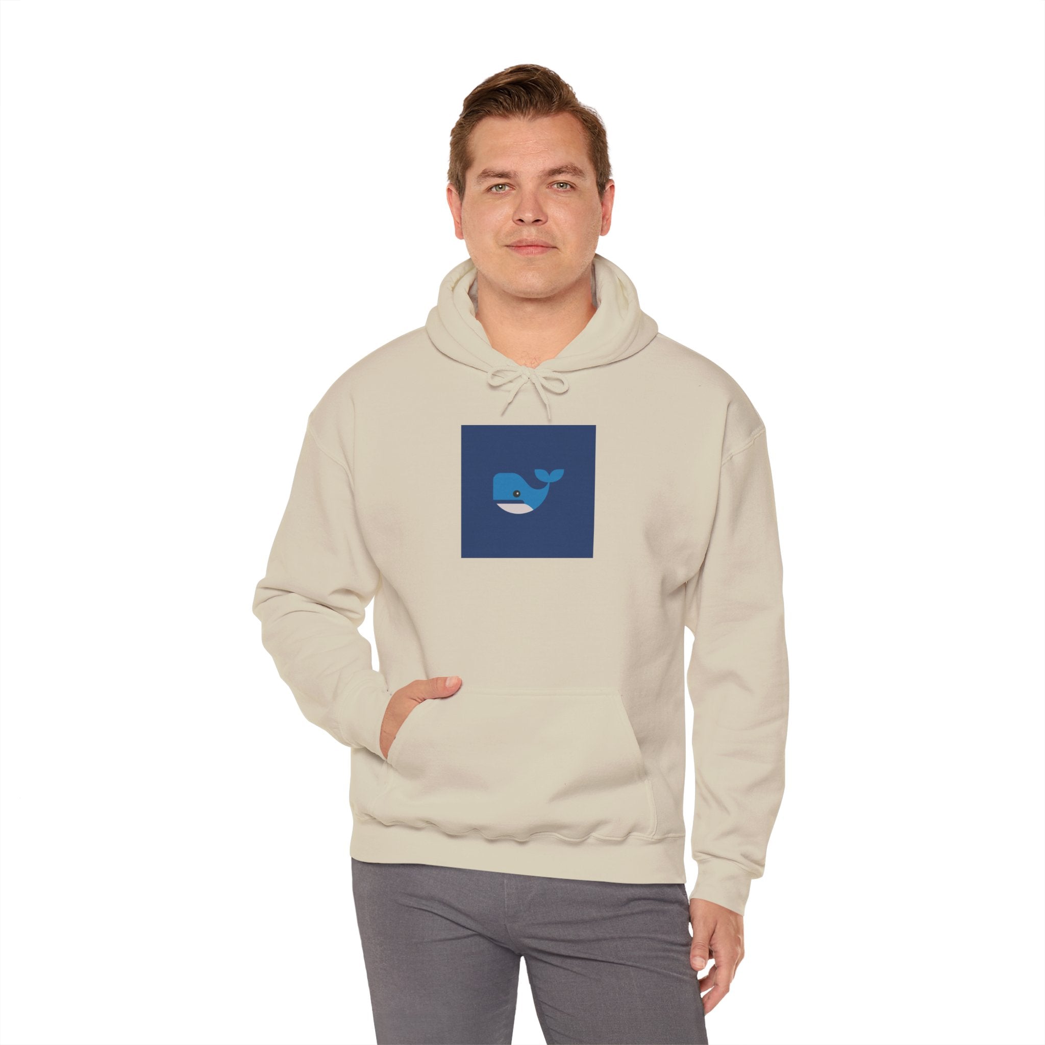 Blue Whale Graphic Hoodie — Cute Minimal Ocean Whale Pullover