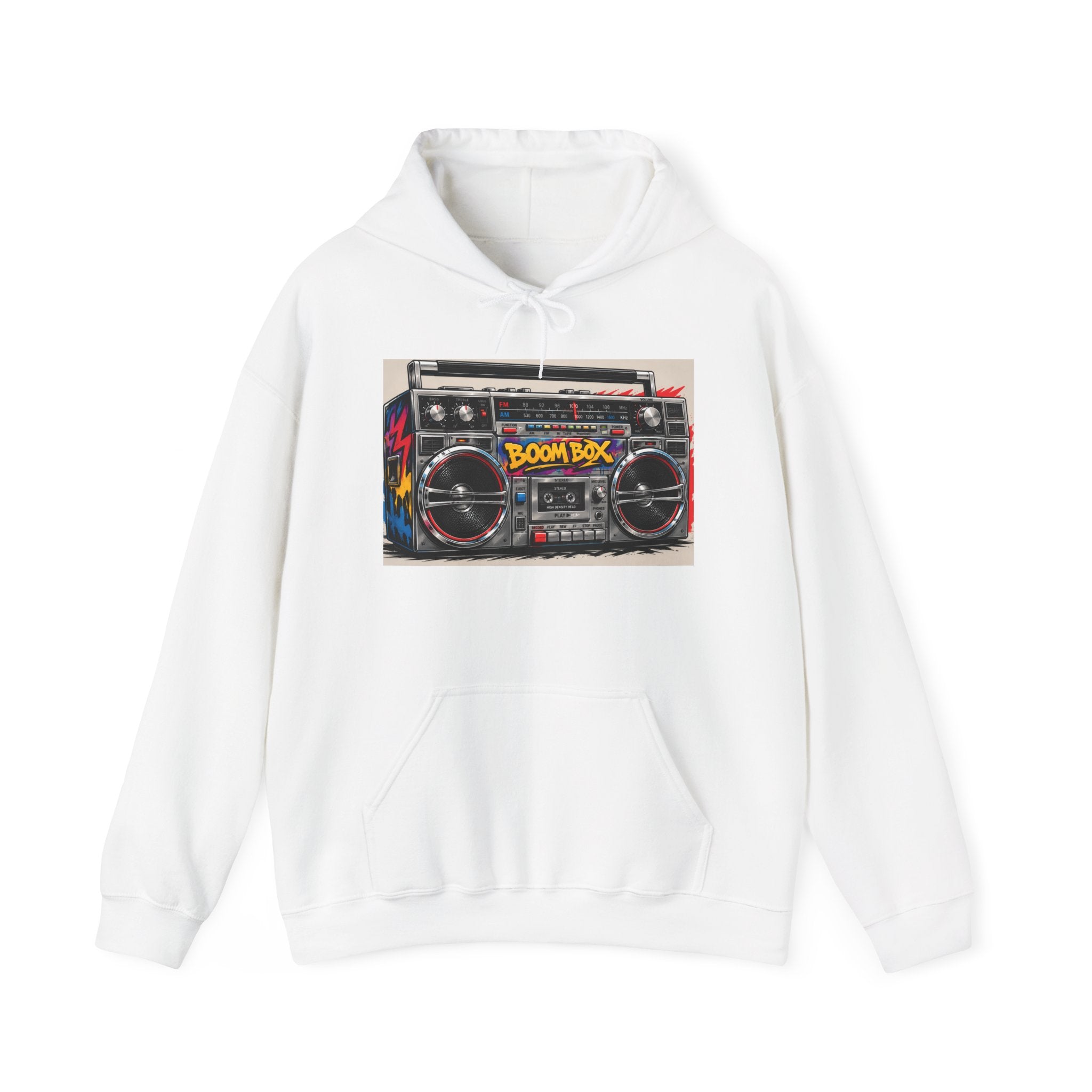 Boom Box Hoodie — Retro Boombox Graphic Pullover