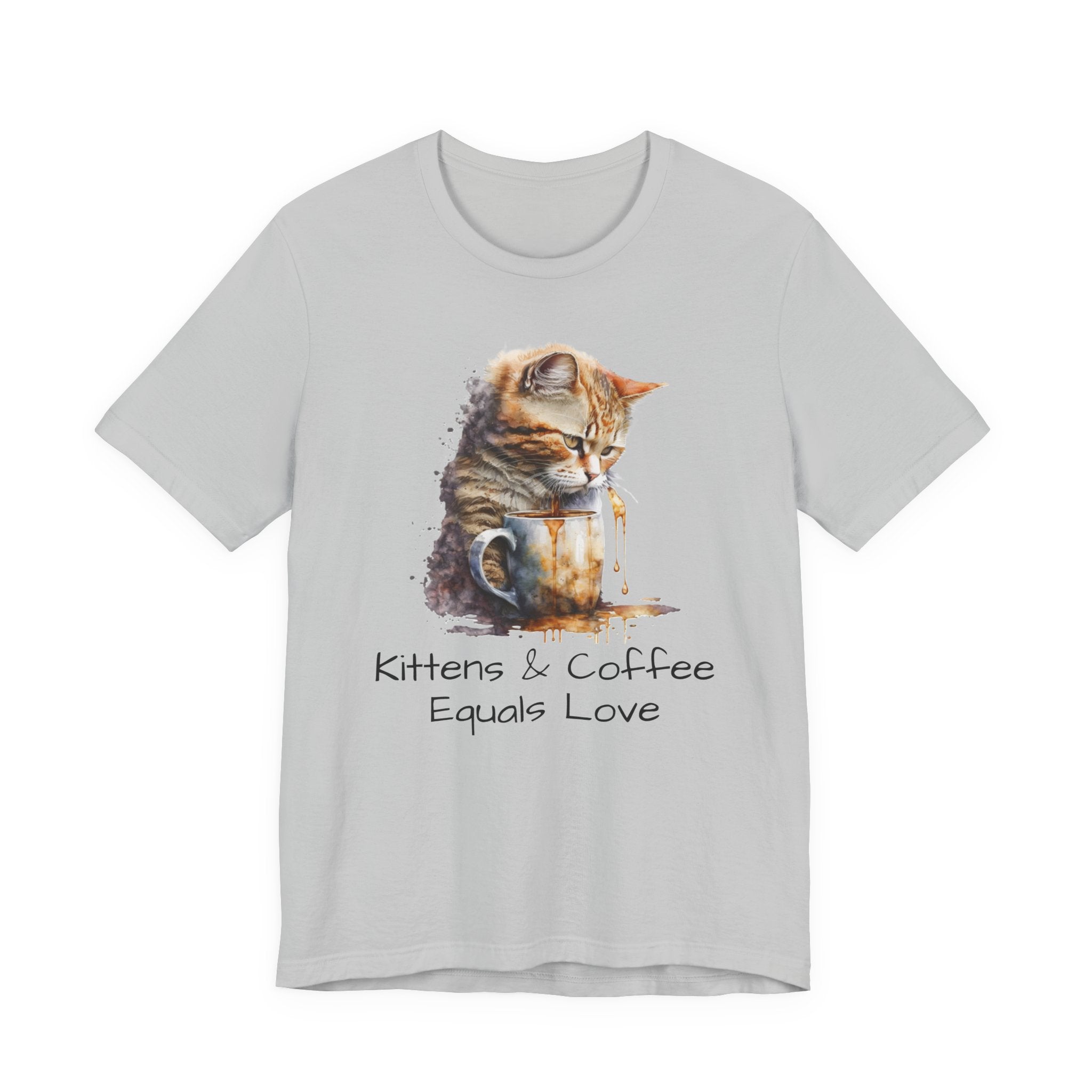Cat & Coffee T-Shirt — "Kittens & Coffee Equals Love" Cute Cat Graphic Tee