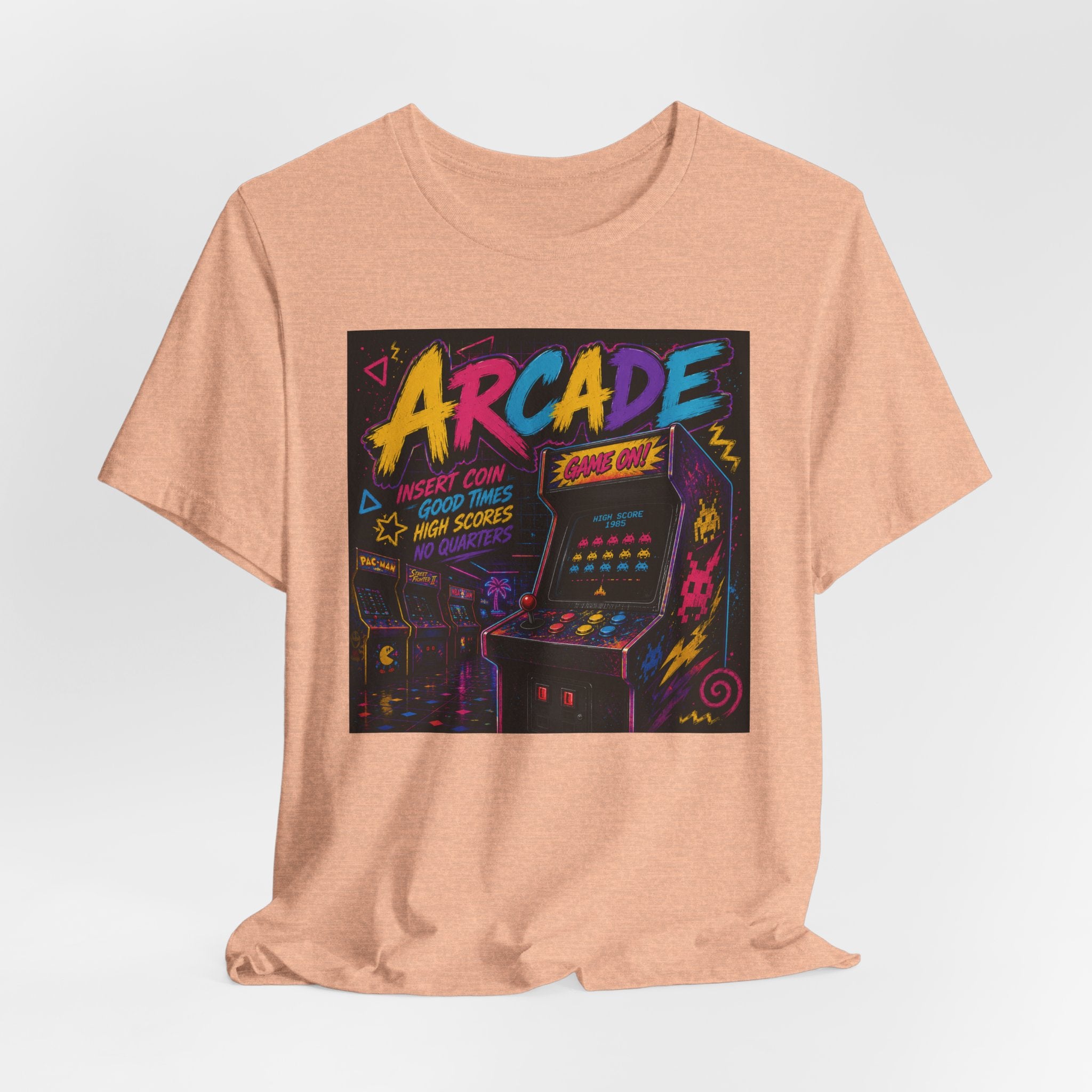 Arcade Retro Tee — Neon Game Room Graphic Shirt