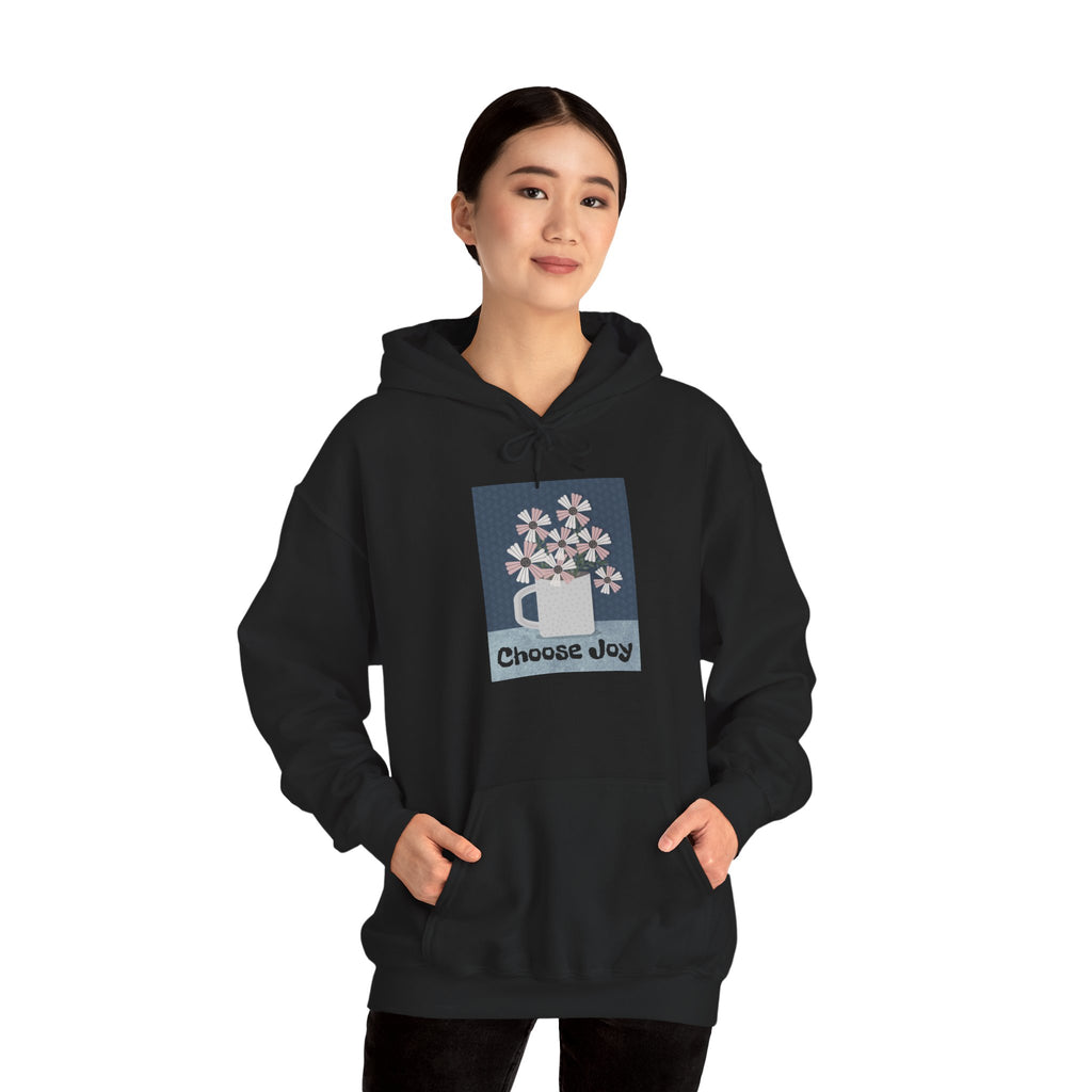 Hoodie – “Choose Joy” Floral Mug Graphic Cozy Sweatshirt