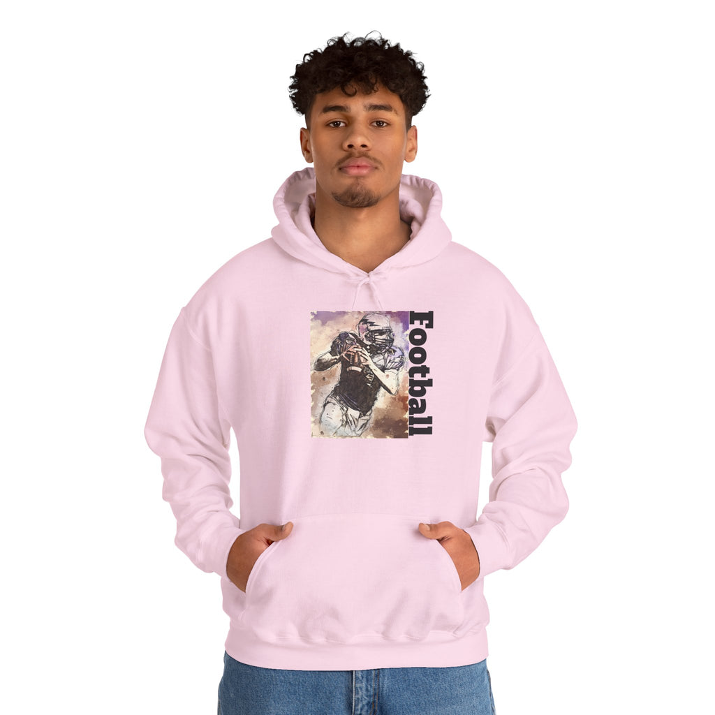 Football Player Graphic Hoodie - Vintage Grunge Sports Pullover