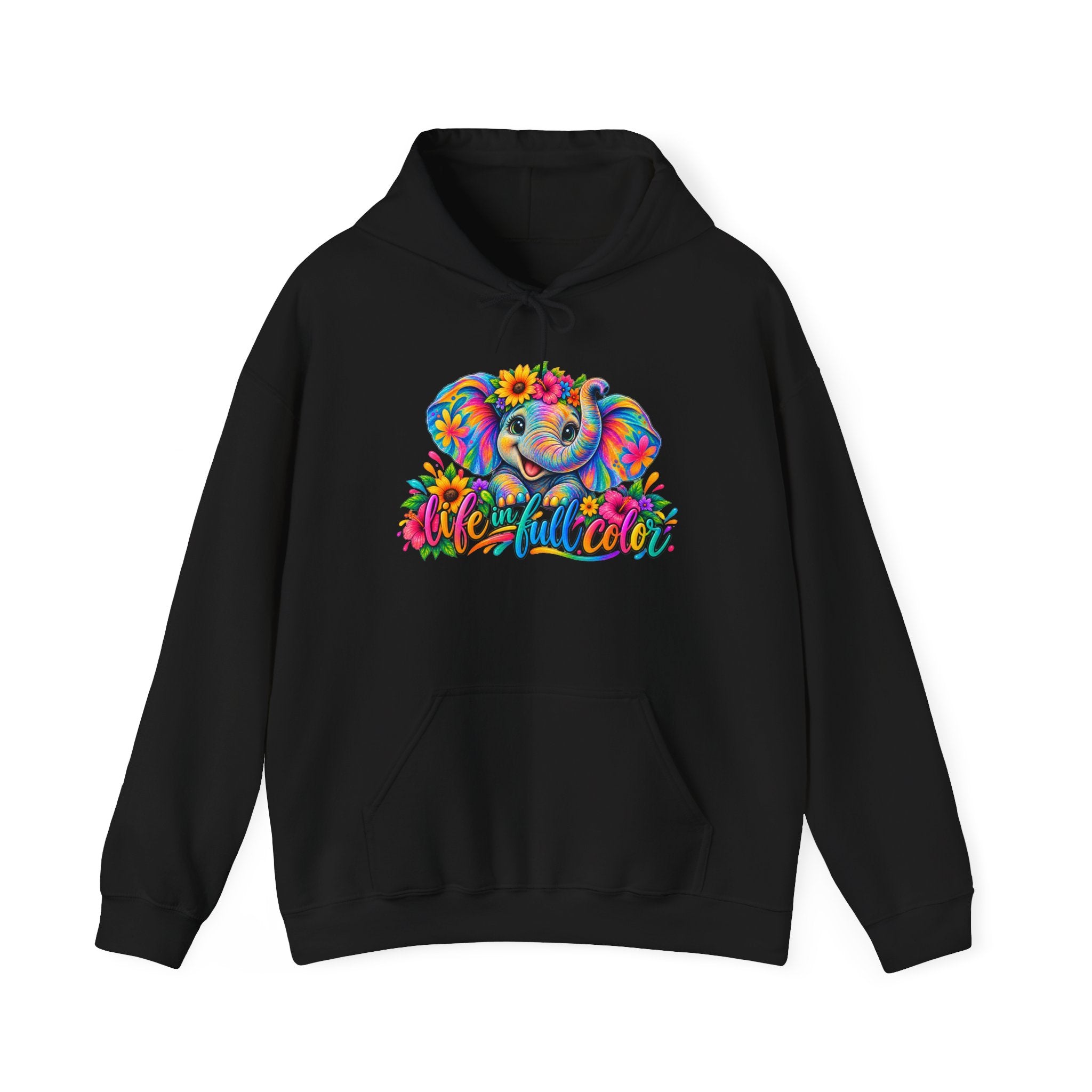 Elephant Flower Hoodie — Colorful Floral Elephant Graphic Sweatshirt
