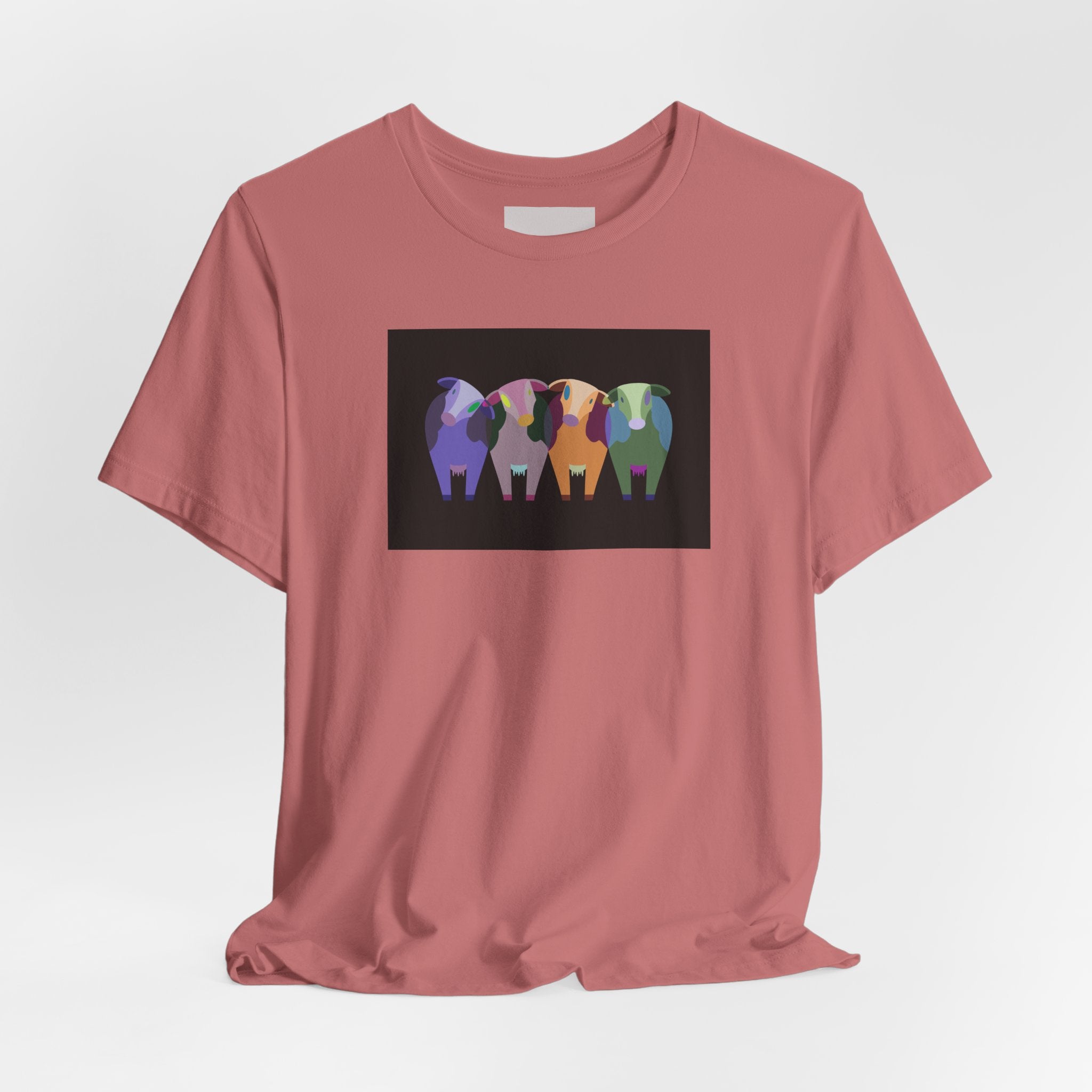 Colorful Buffalo Herd Tee — Geometric Bison Art T-Shirt