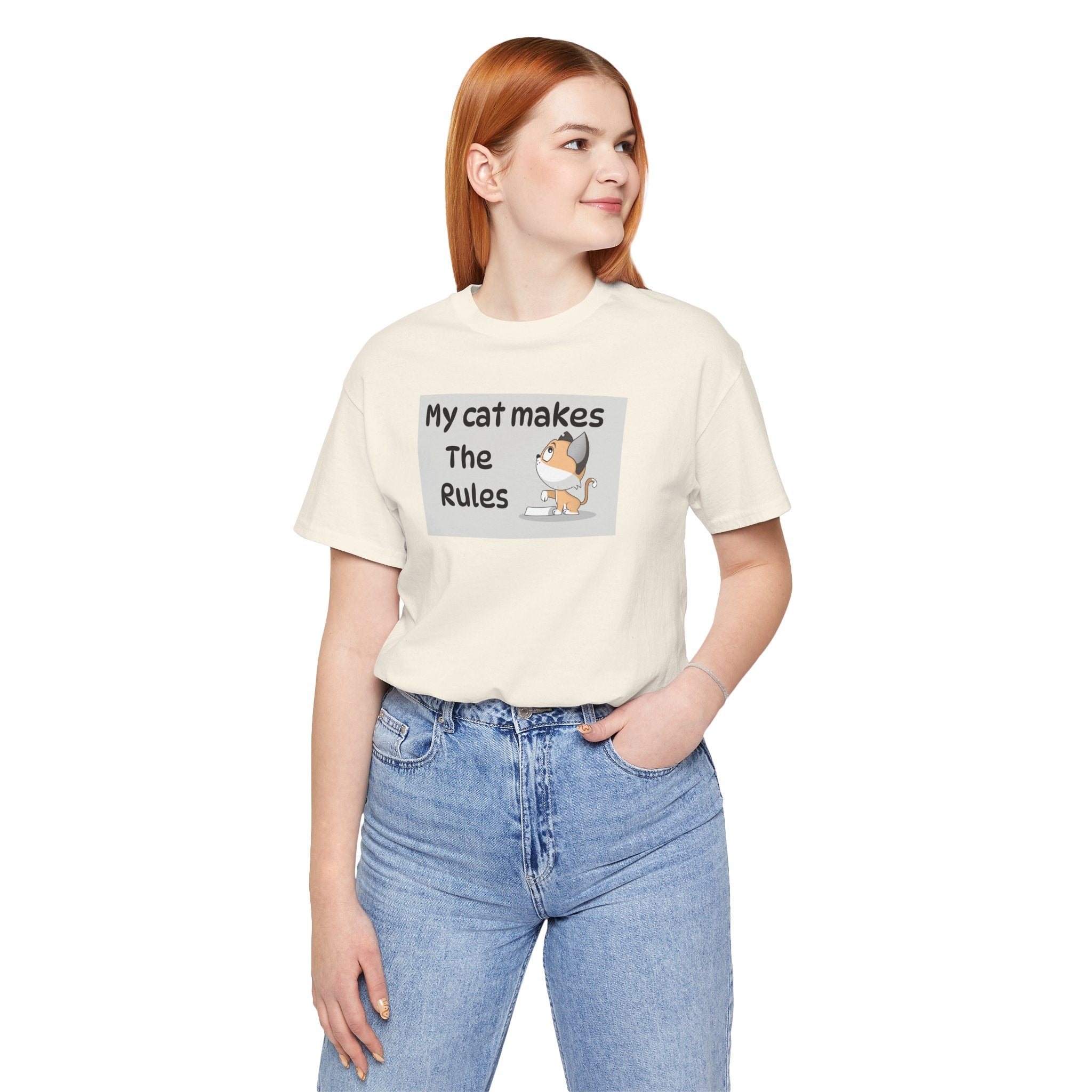 Cat Makes The Rules T-Shirt — Funny Cute Cat Graphic Tee for Cat Lovers