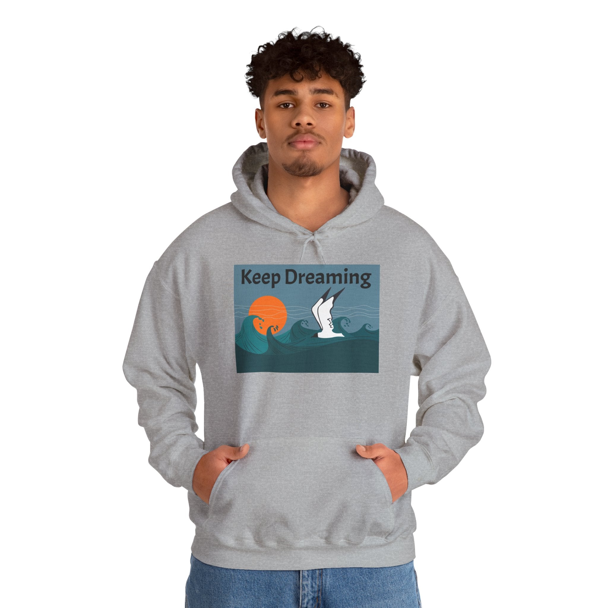 Keep Dreaming Hoodie — Seagull Sunset Graphic Pullover