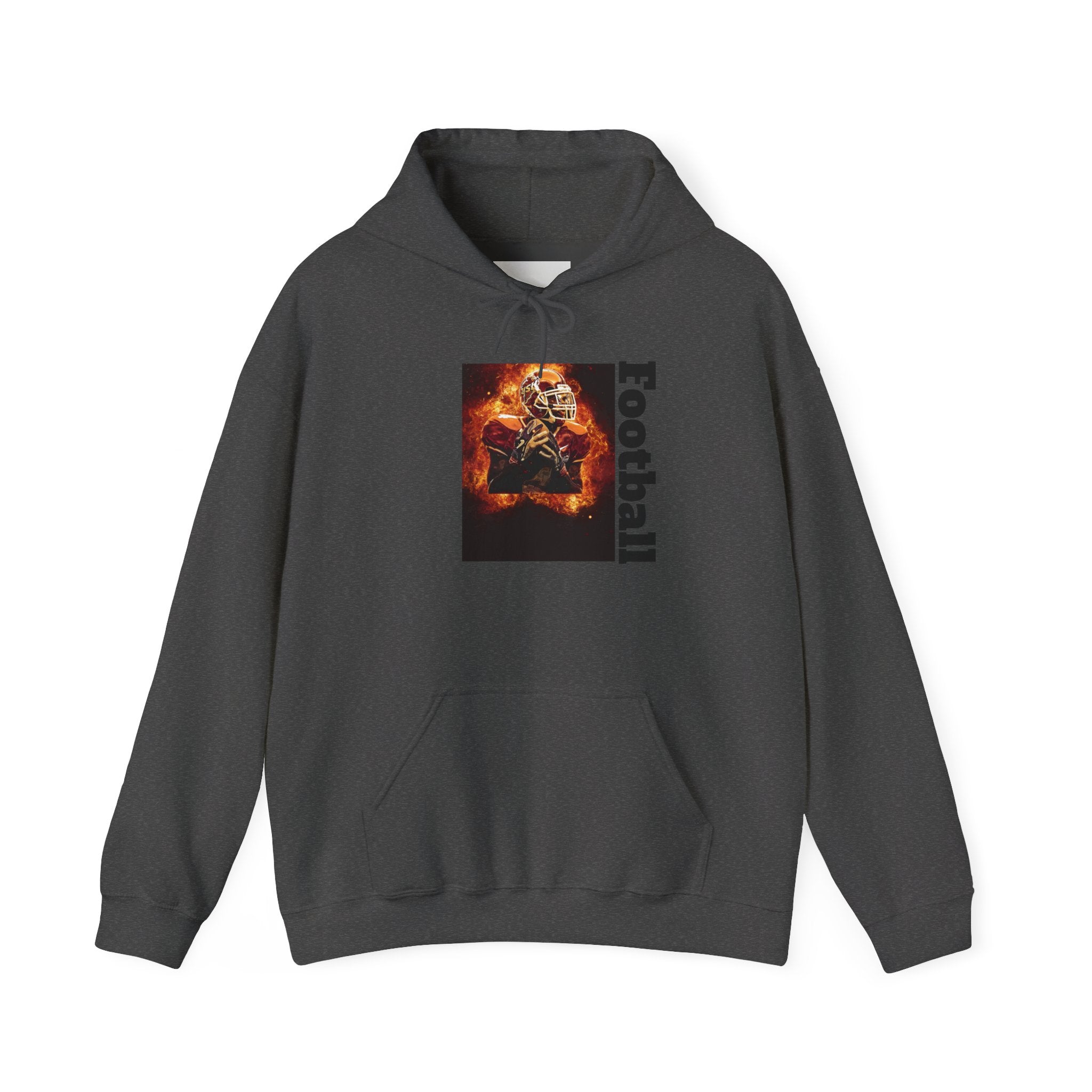 Football Flames Hoodie — Fiery Helmet Graphic Hooded Sweatshirt