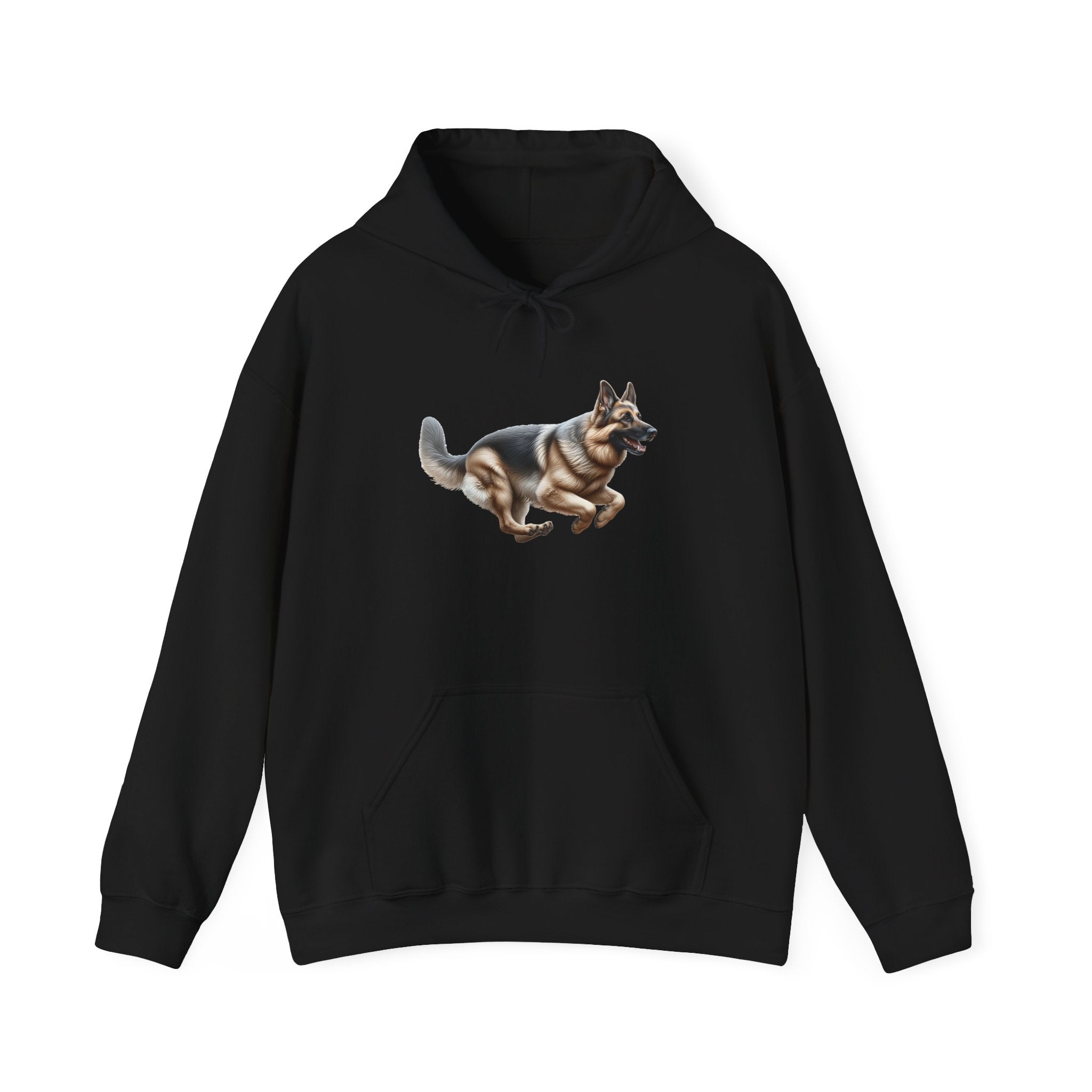 German Shepherd Running Hoodie — Realistic Dog Graphic Sweatshirt