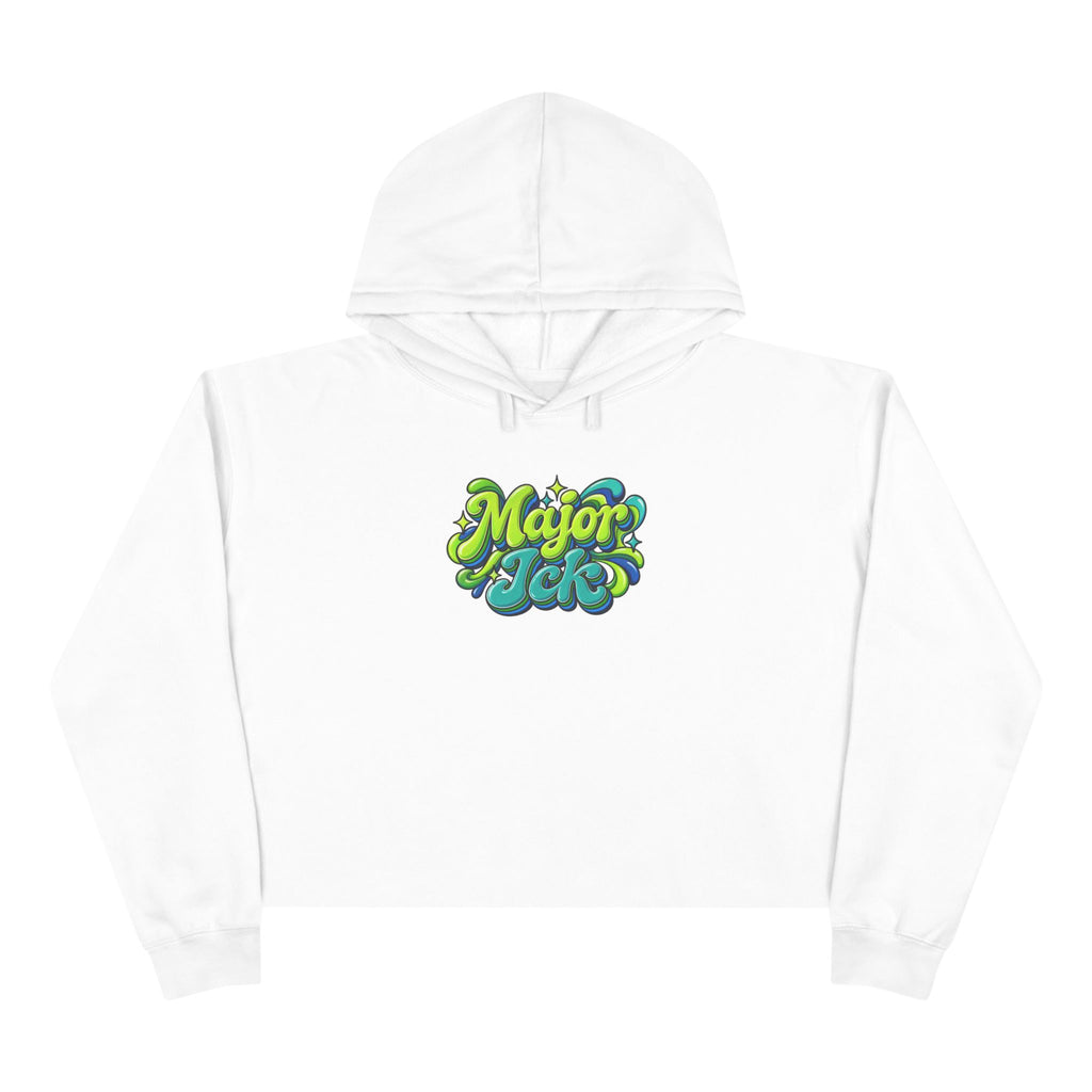 Major Ick Crop Hoodie — Retro Bubble Letter Graphic Crop Hoodie