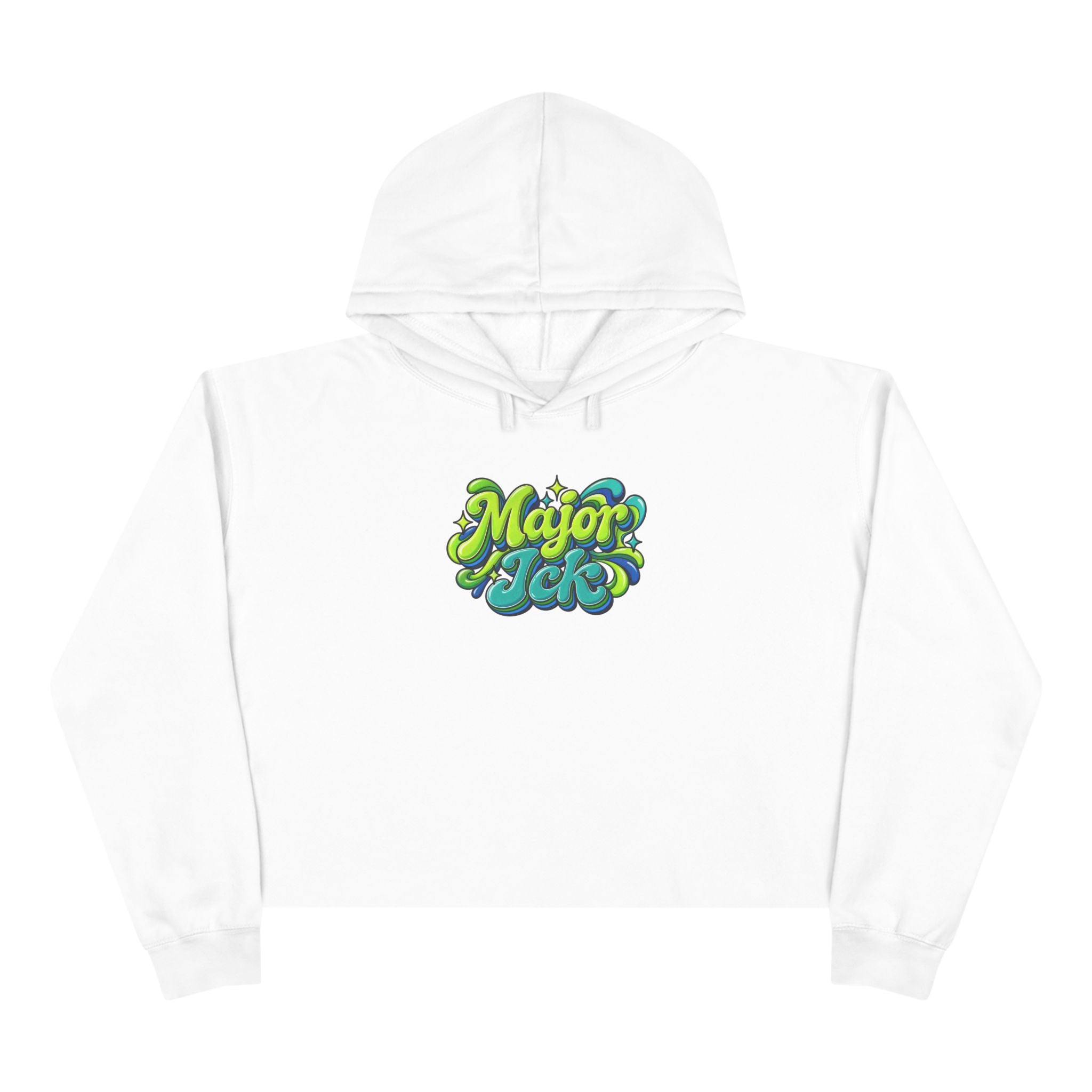 Major Ick Crop Hoodie — Retro Bubble Letter Graphic Crop Hoodie