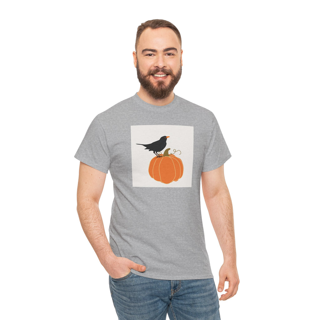 Pumpkin & Crow Tee — Autumn Halloween Graphic T-Shirt