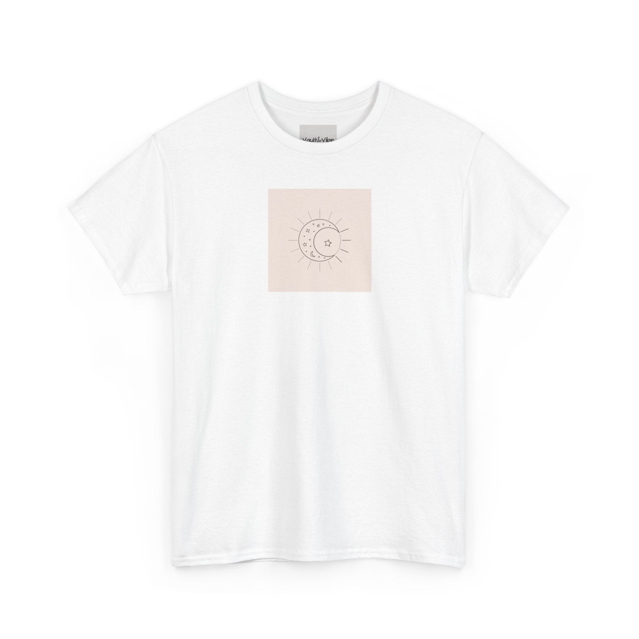 Sun & Moon Minimalist Tee — Celestial Line Art T-Shirt