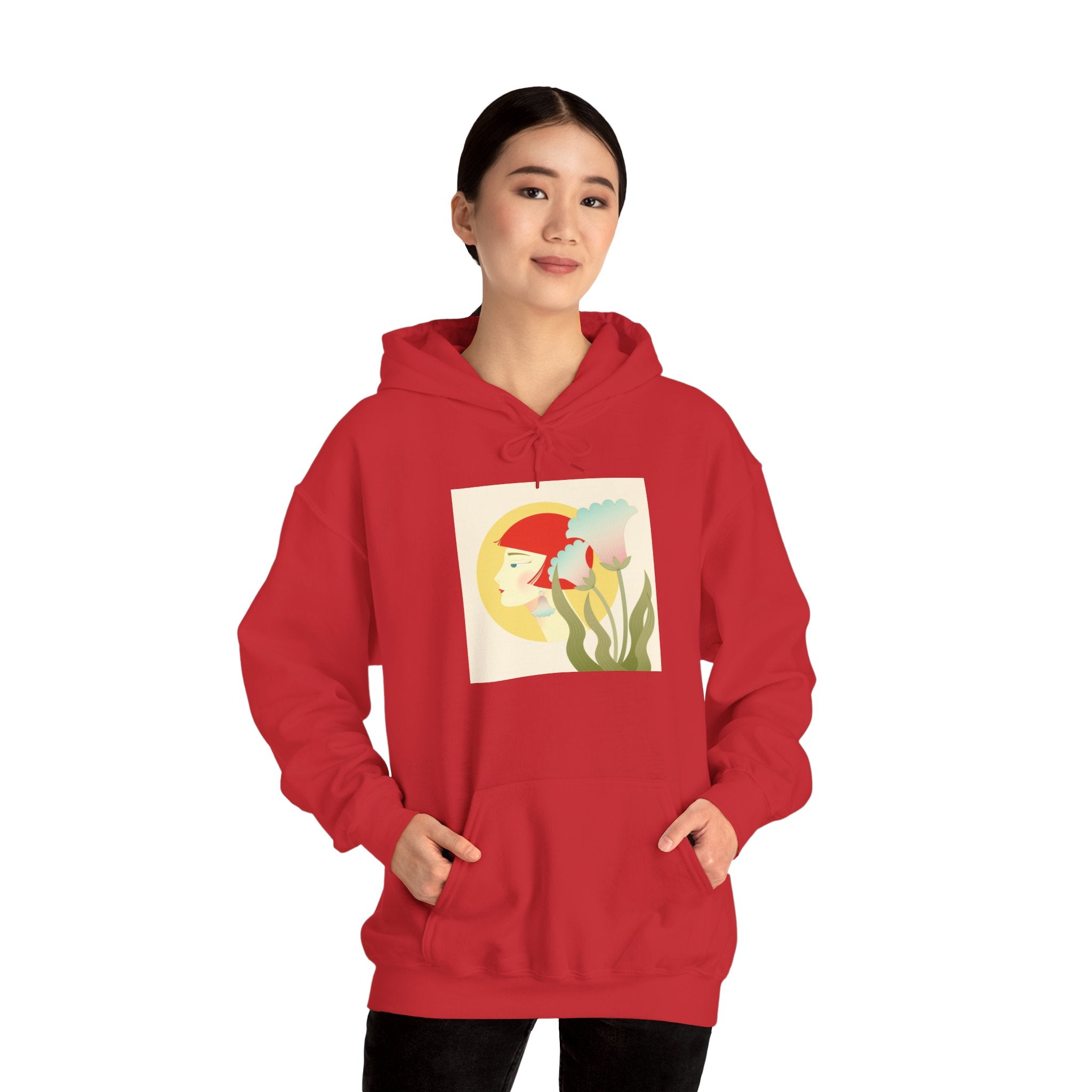 Koi Pond Art Hoodie — Pastel Fish & Lily Design
