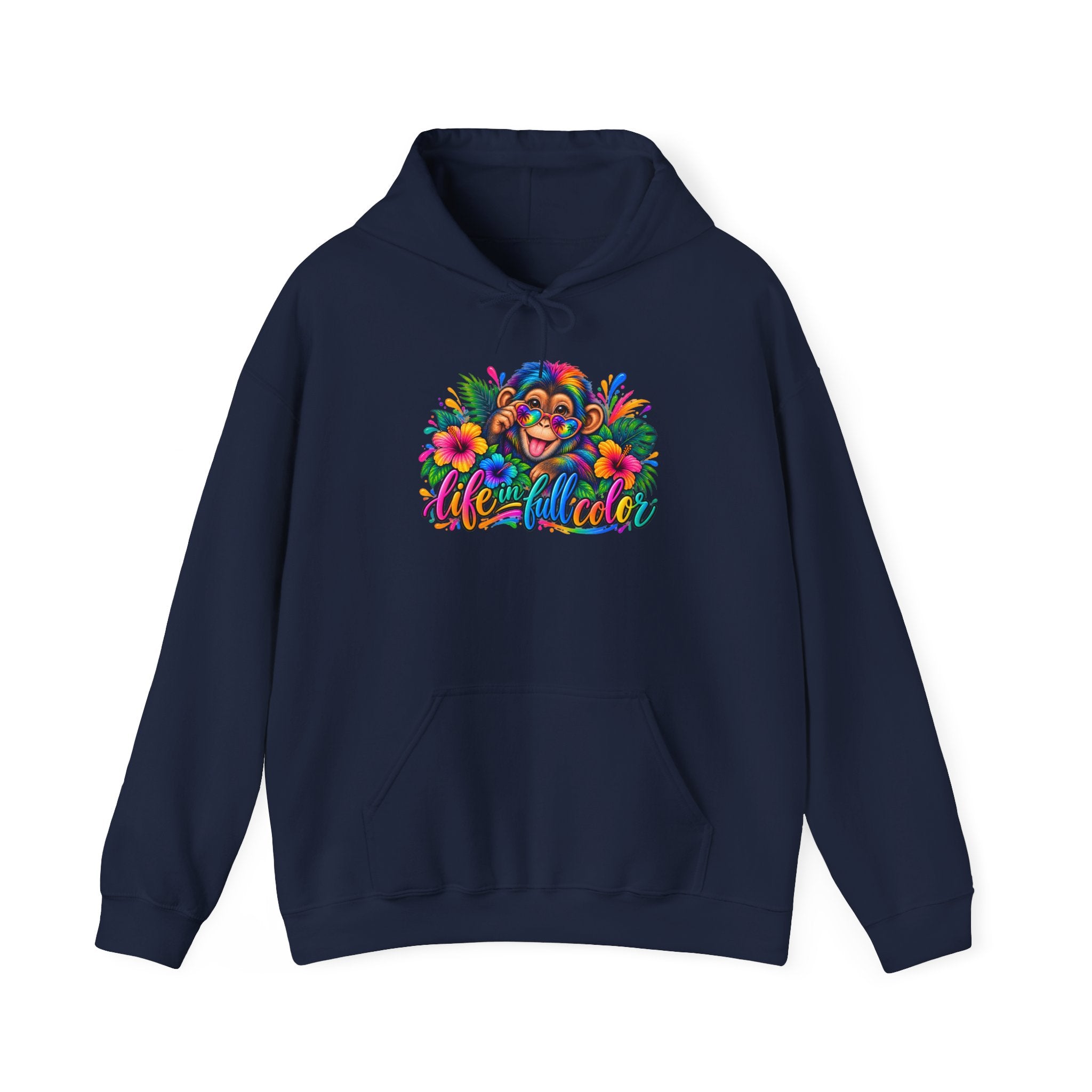Colorful Monkey Hoodie — "Live Wild & Free" Tropical Graphic Sweatshirt