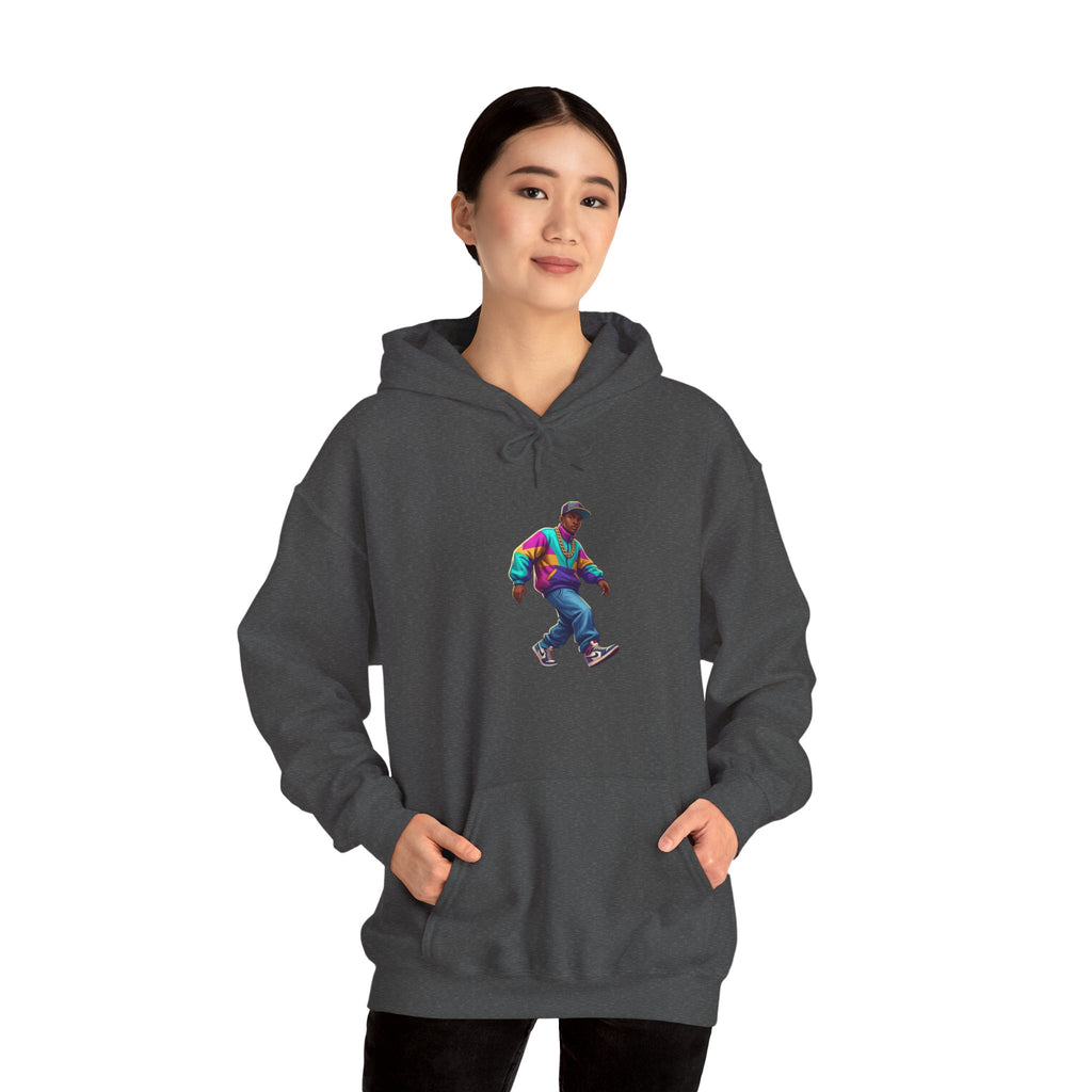 Retro Skateboarder Hoodie — Colorful 90s Skate Crew Pullover