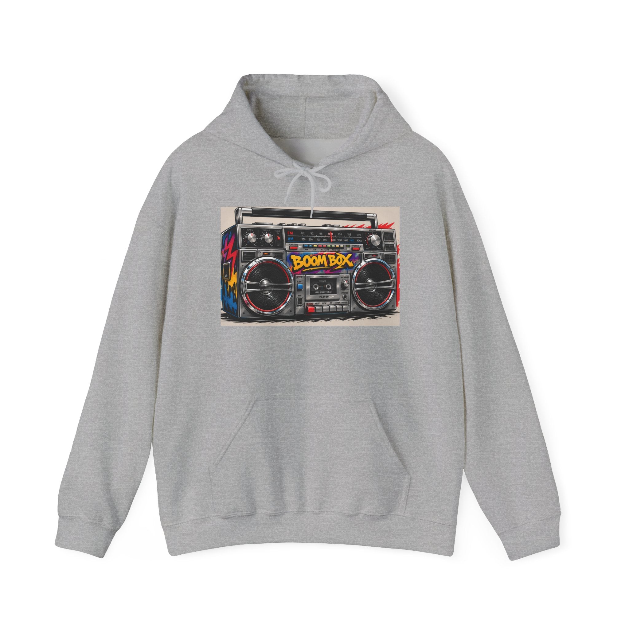 Boom Box Hoodie — Retro Boombox Graphic Pullover