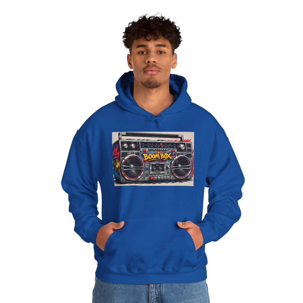 Boom Box Hoodie — Retro Boombox Graphic Pullover