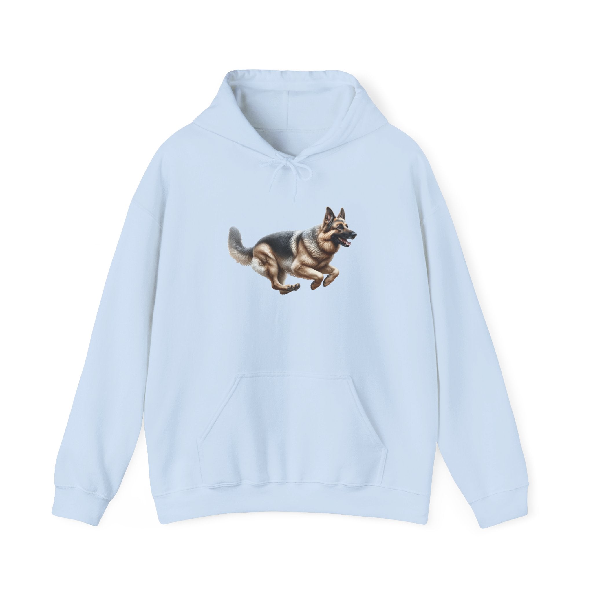 German Shepherd Running Hoodie — Realistic Dog Graphic Sweatshirt
