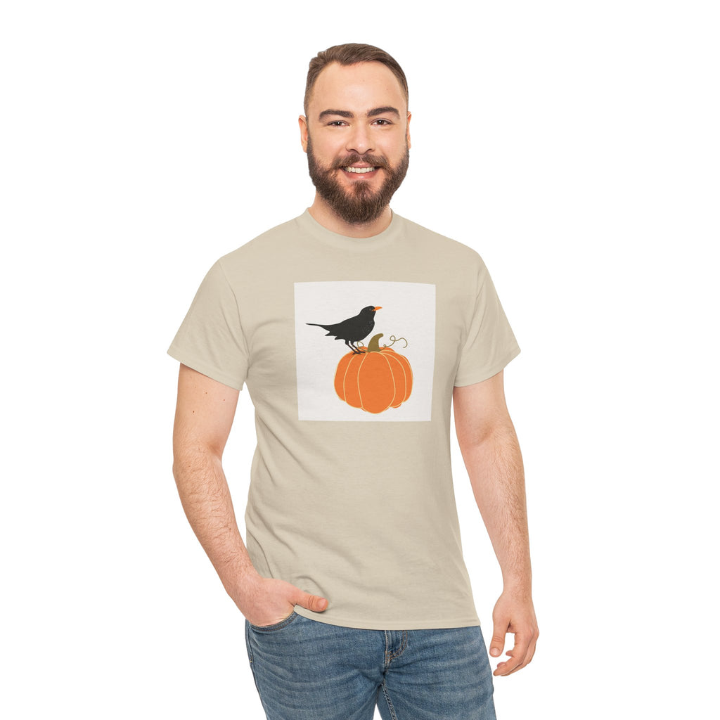 Pumpkin & Crow Tee — Autumn Halloween Graphic T-Shirt
