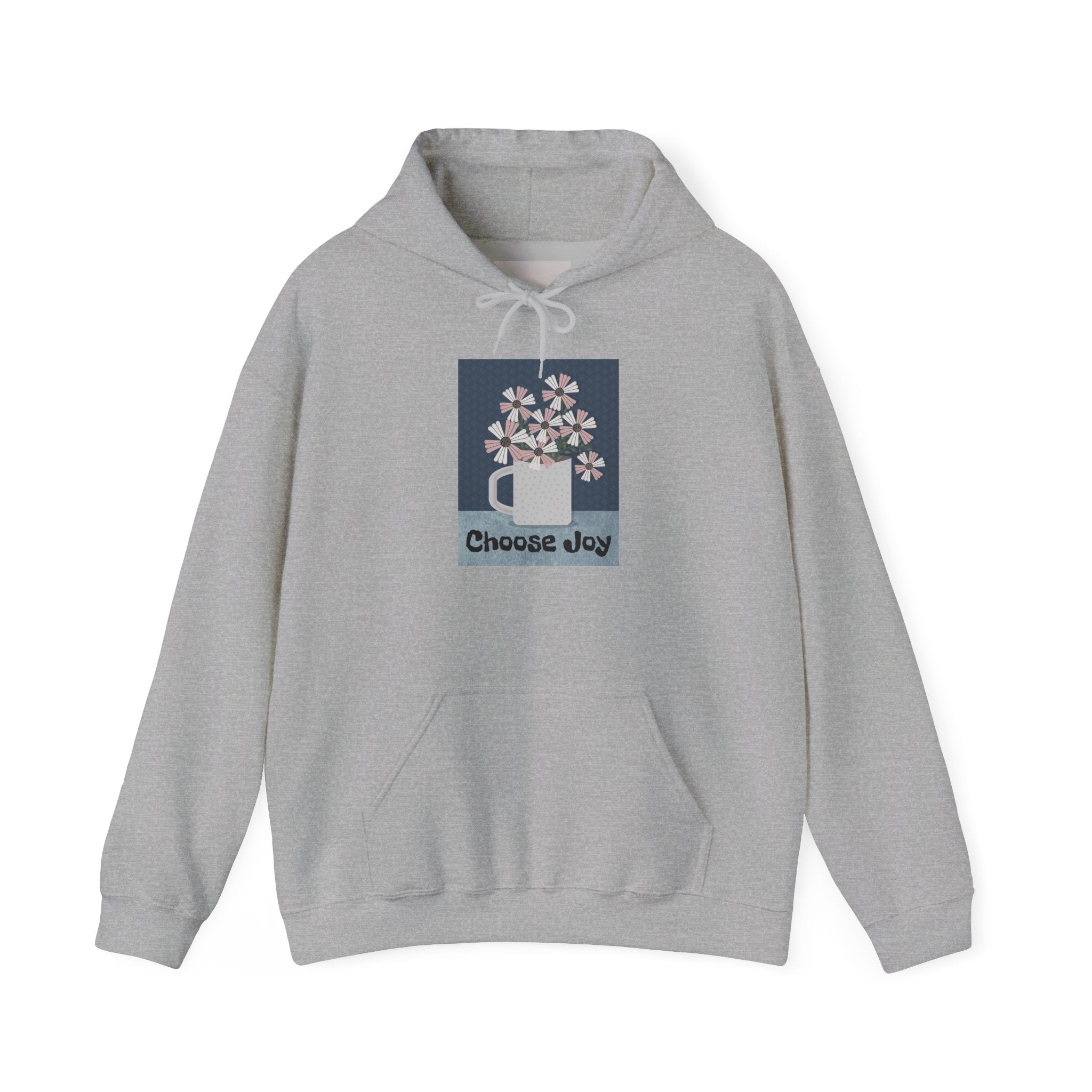 Hoodie – “Choose Joy” Floral Mug Graphic Cozy Sweatshirt